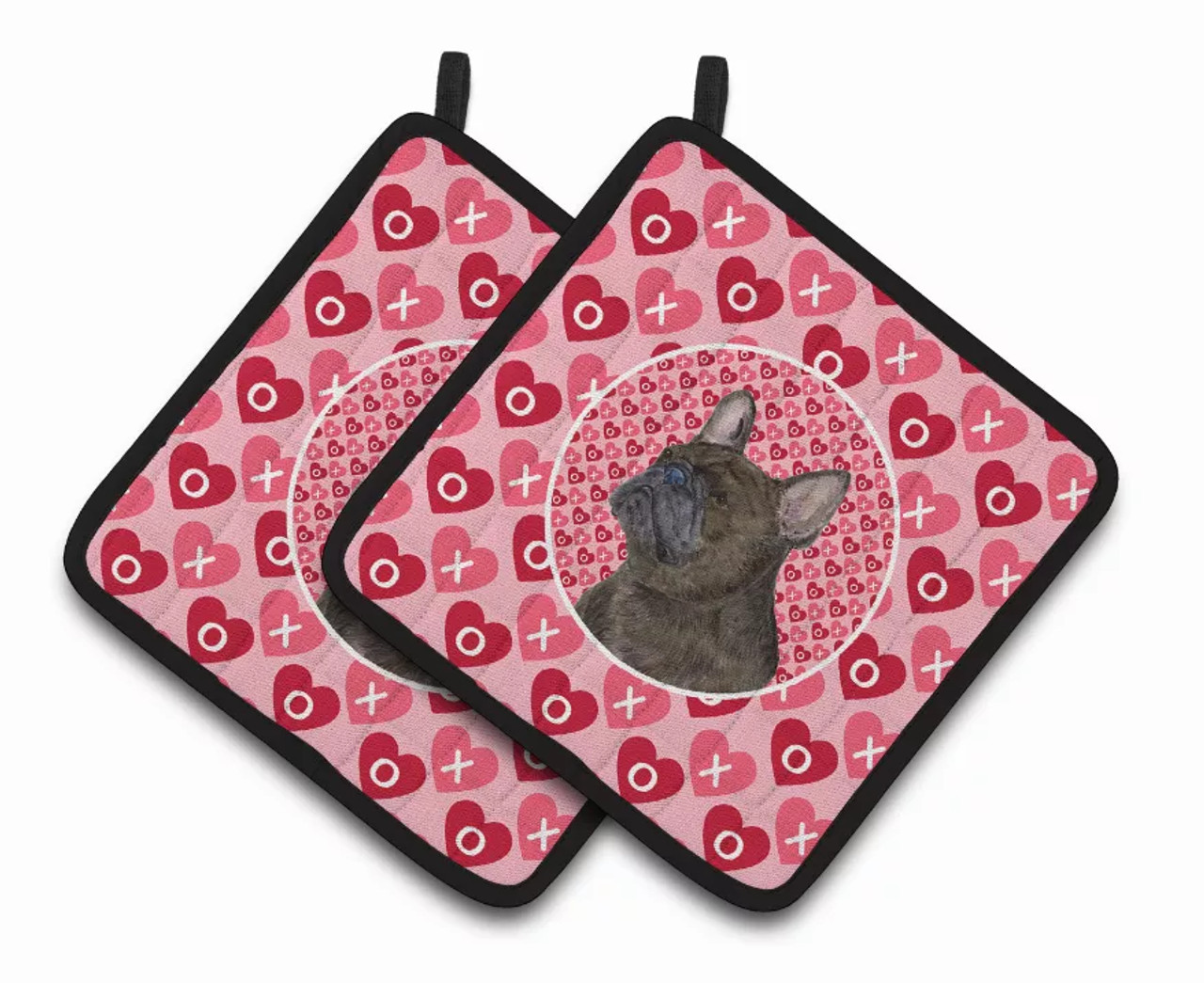 Dog Valentine's Day Portrait Pair of Pot Holders - S000213B001695P069485V056