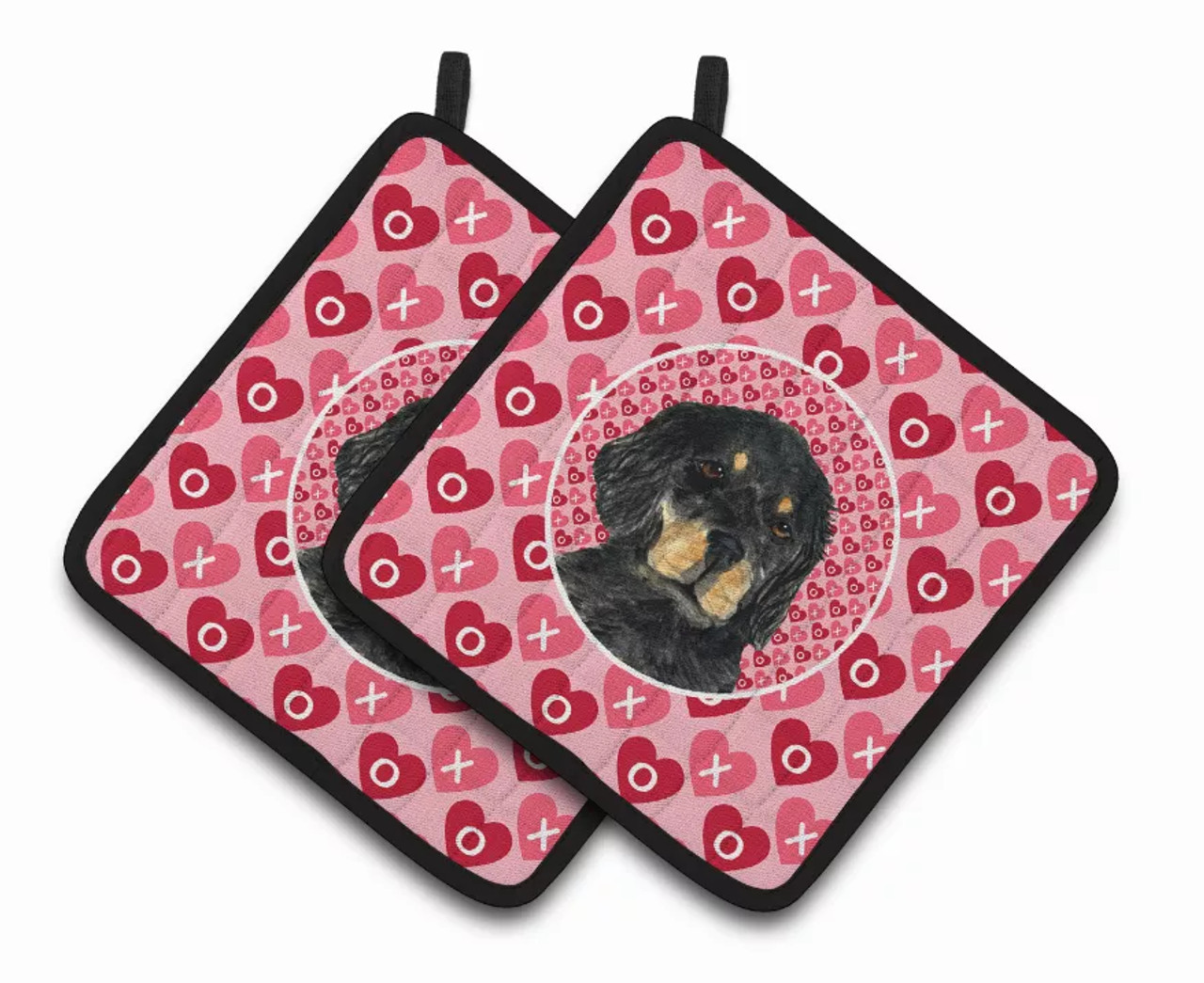 Dog Valentine's Day Portrait Pair of Pot Holders - S000213B001695P069485V052