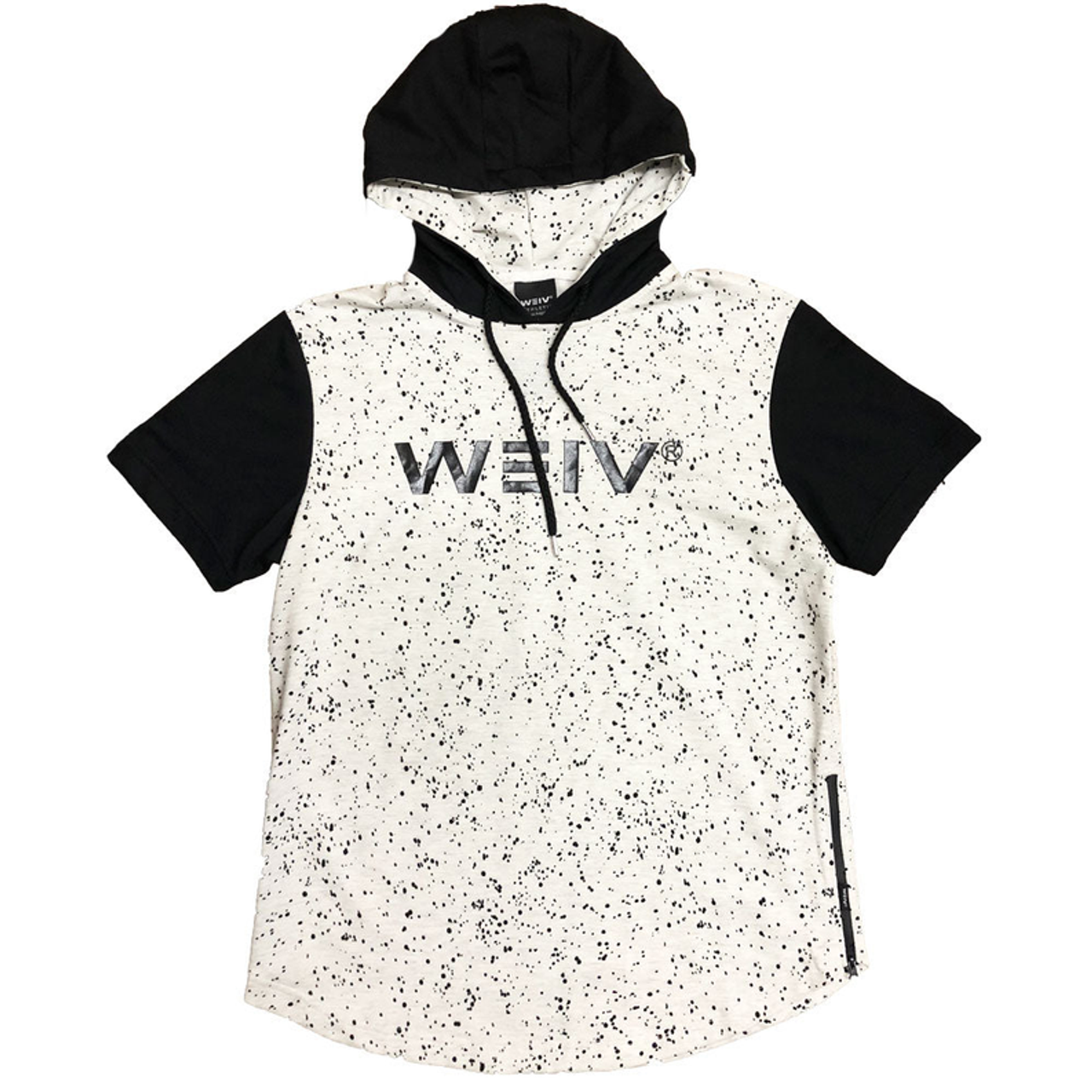 White Splatter Logo Hoody Tee - M-04-WHT-L White Splatter Logo Hoody Tee - M-04-WHT-L