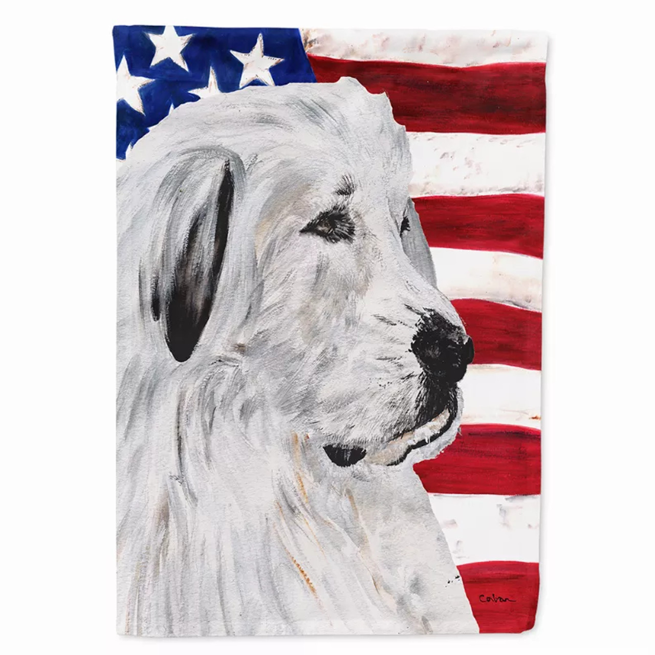 Dog with American Flag Garden Size Flag - S000213B001695P038547V000