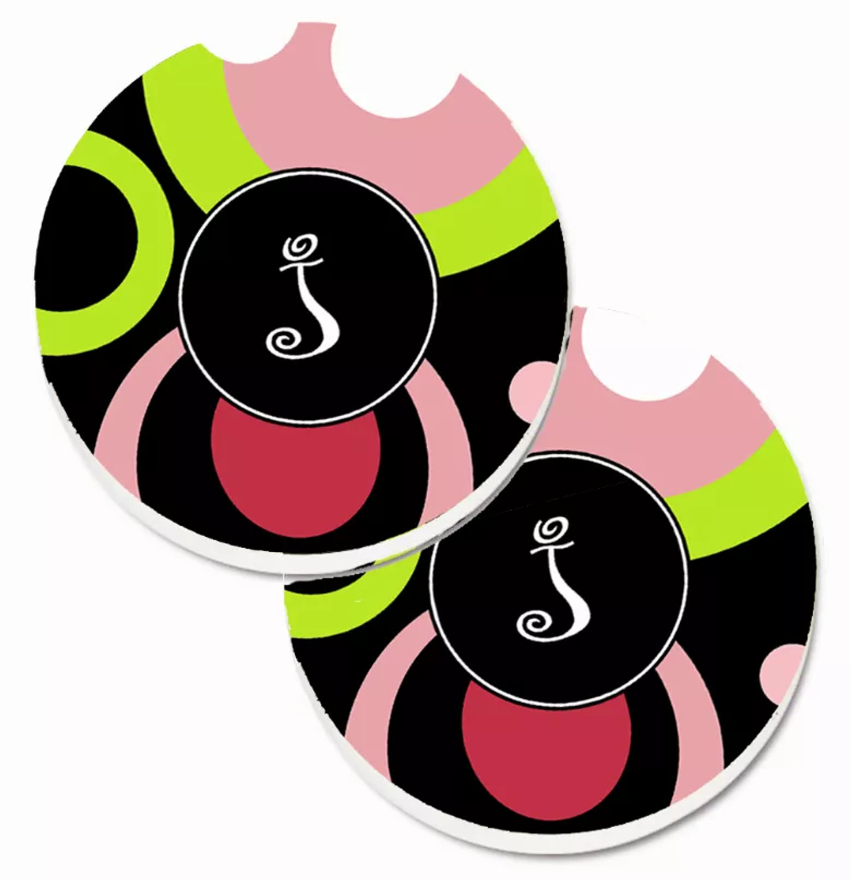 Letter Monogram Retro Cup Holder Car Coasters (Set of 2) - S000213B001695P076414V035