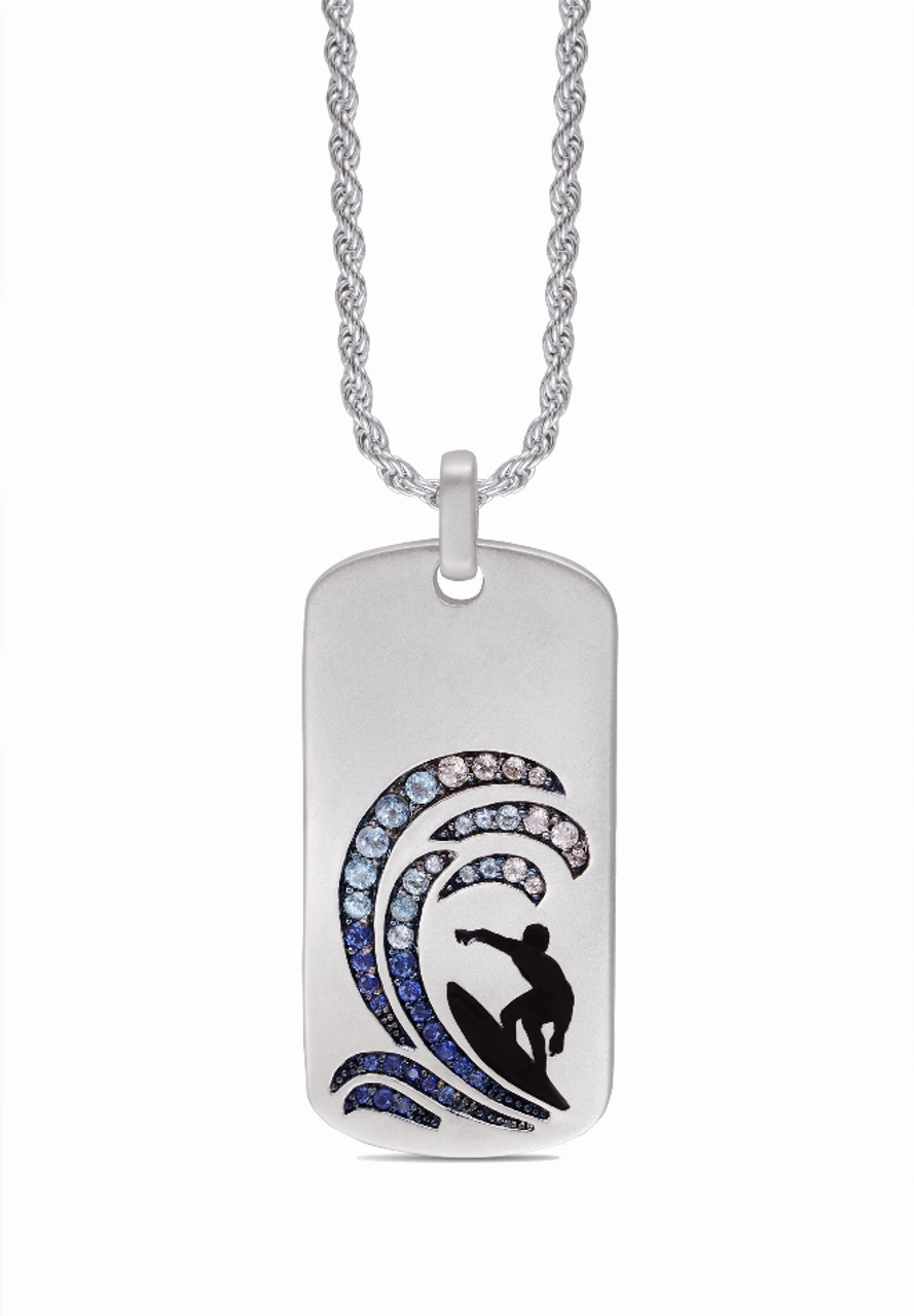 Surfer's Paradise Sterling Silver Blue Sapphire & Topaz Stone Tag