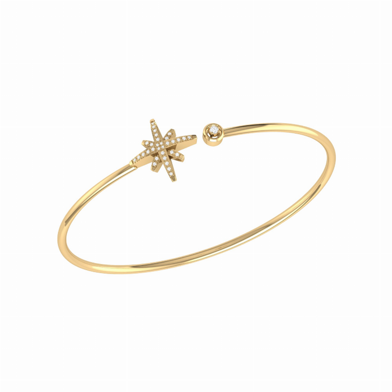 North Star Adjustable Diamond Cuff in 14K Yellow Gold Vermeil on Sterling Silver