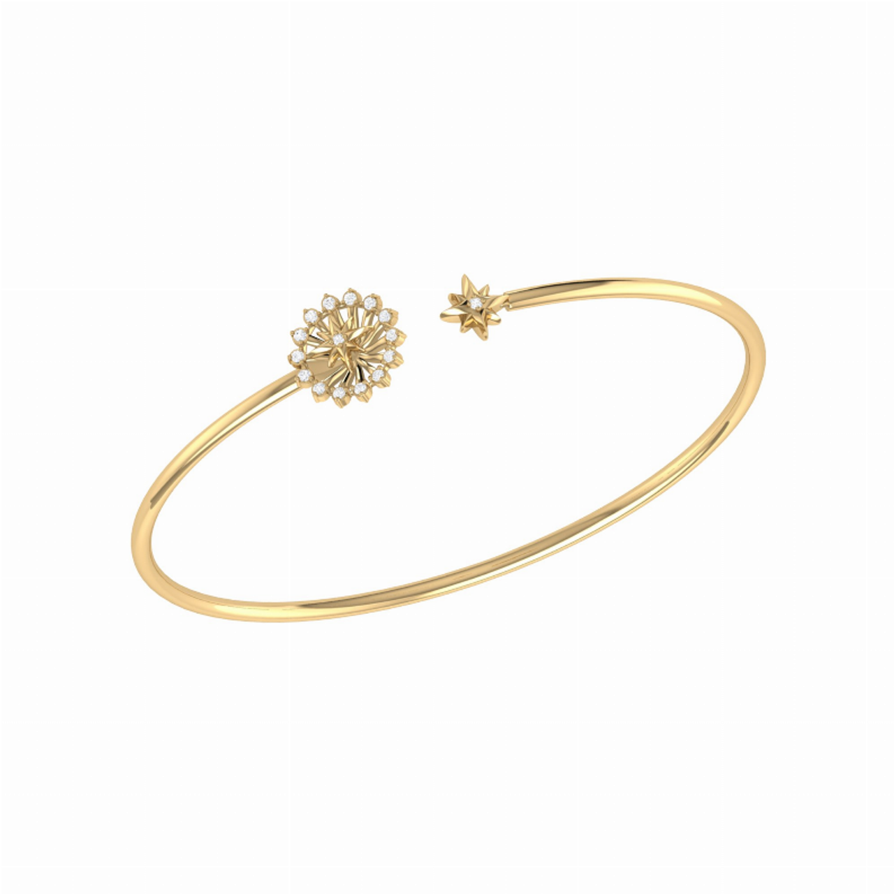 Starburst Adjustable Diamond Cuff in 14K Yellow Gold Vermeil on Sterling Silver