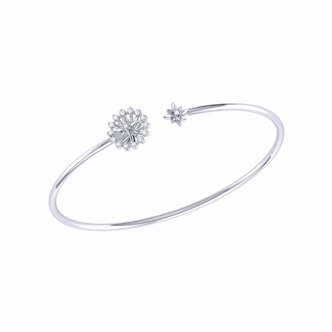 Starburst Adjustable Diamond Cuff in Sterling Silver