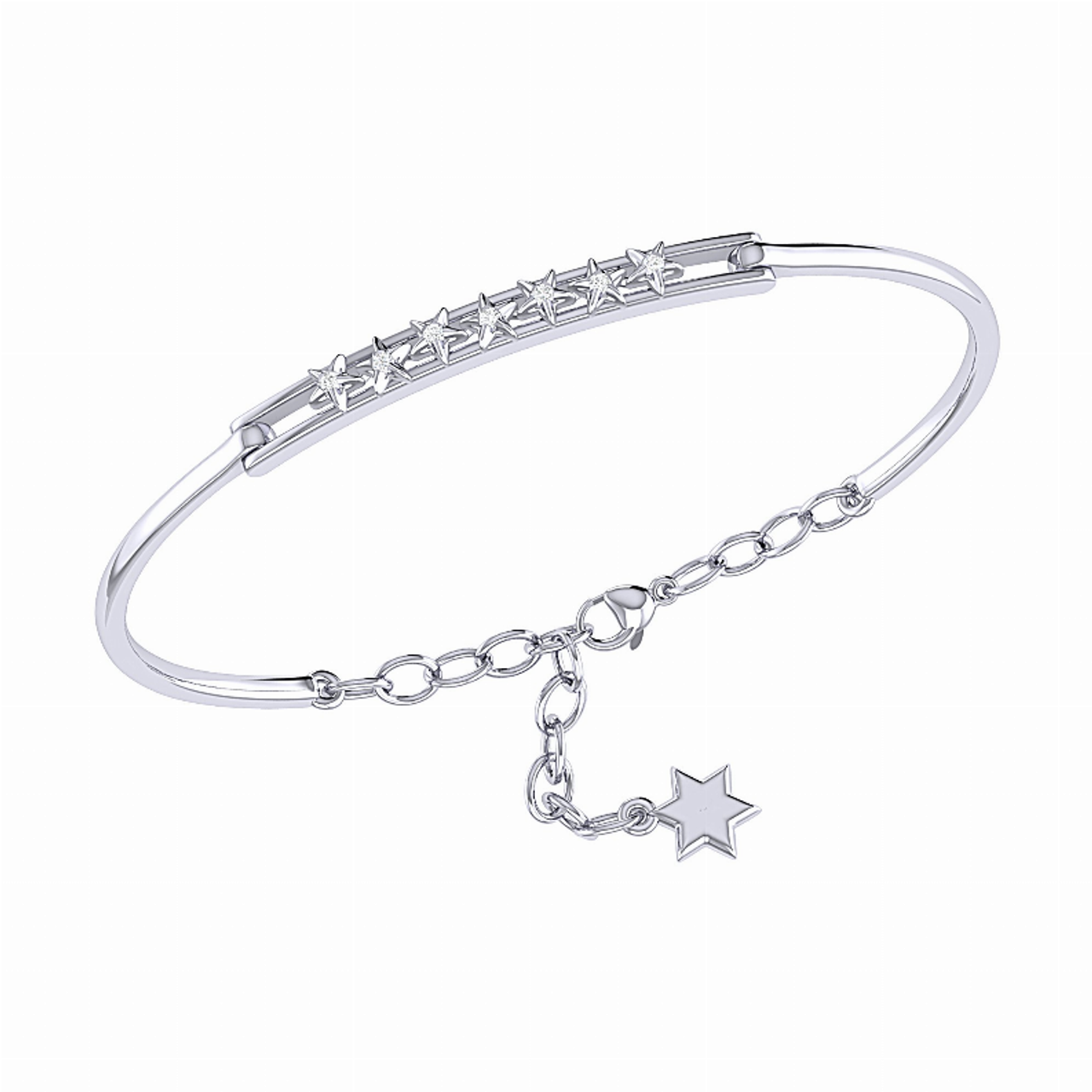 Starry Lane Diamond Bangle in Sterling Silver