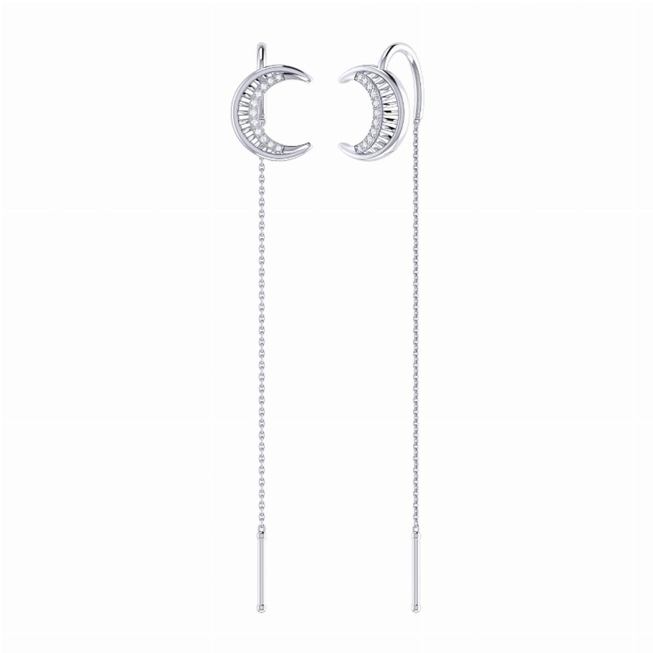 Moon Crescent Tack-In Diamond Earrings in Sterling Silver