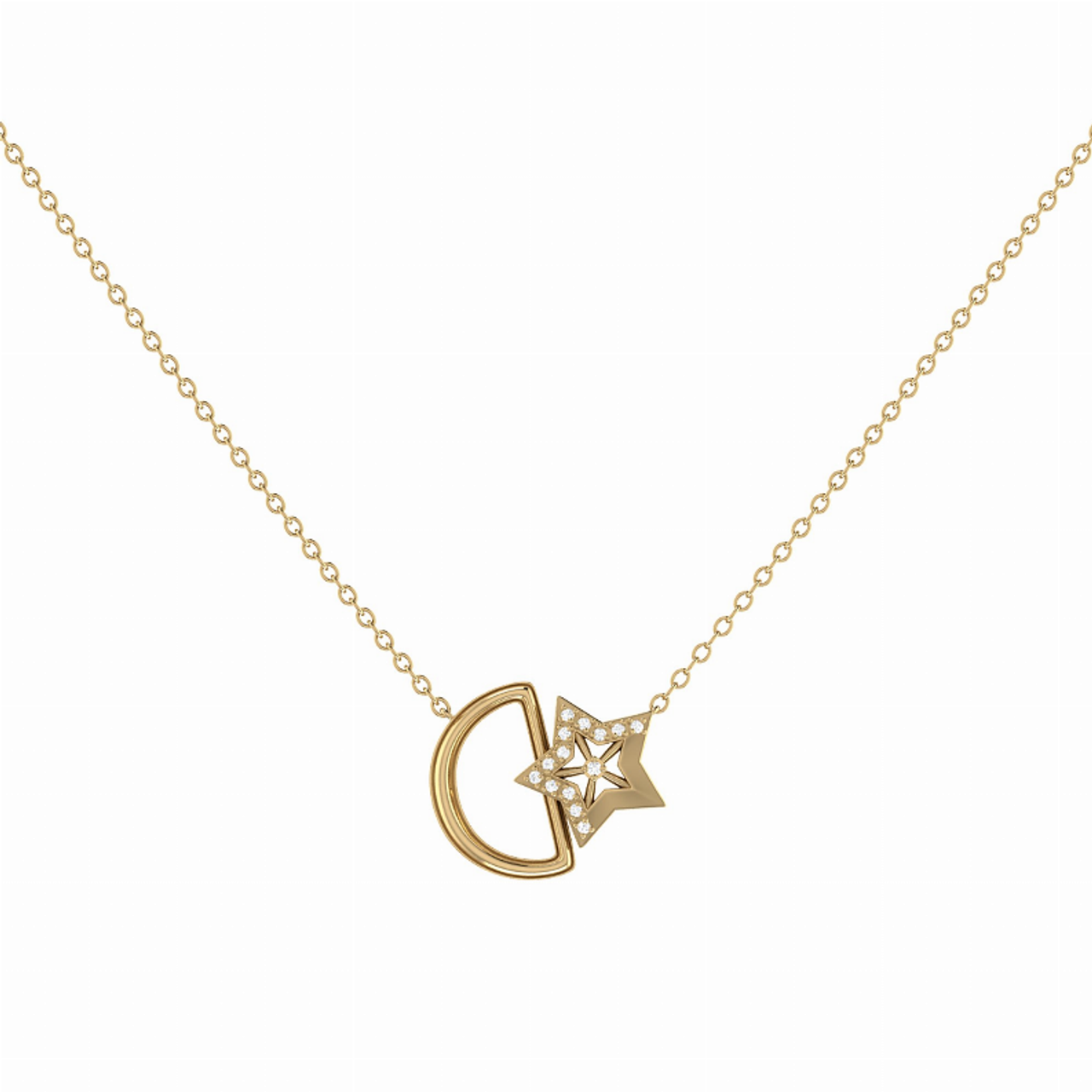 Starkissed Moon Diamond Necklace in 14K Yellow Gold Vermeil on Sterling Silver