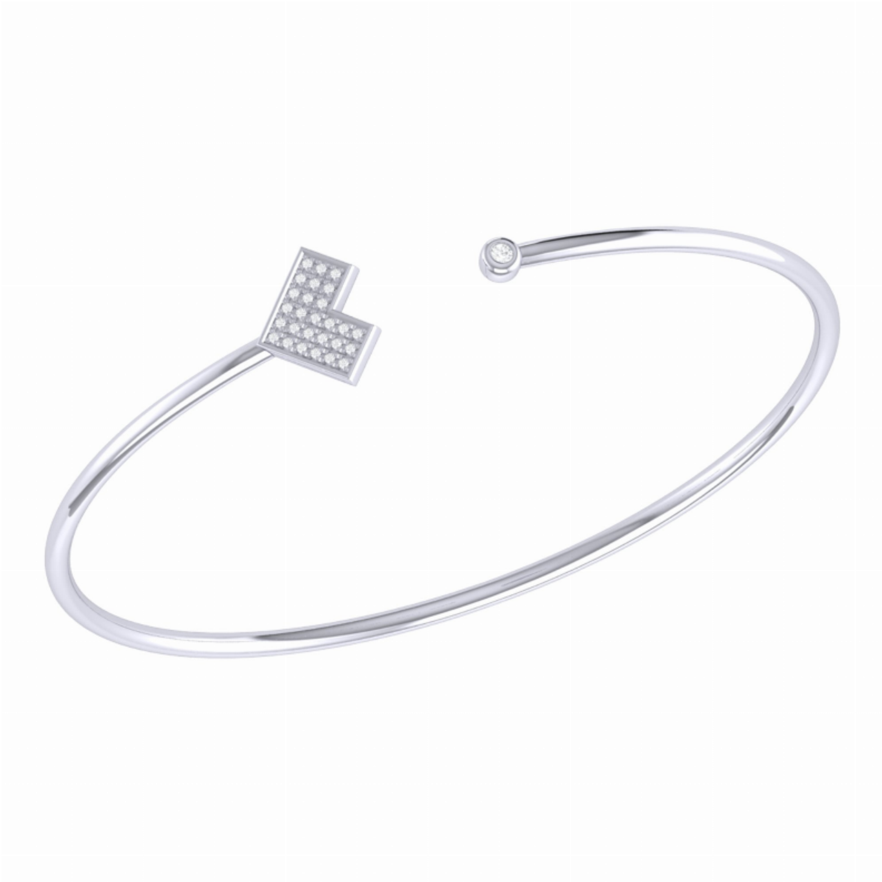 One Way Arrow Adjustable Diamond Cuff in Sterling Silver