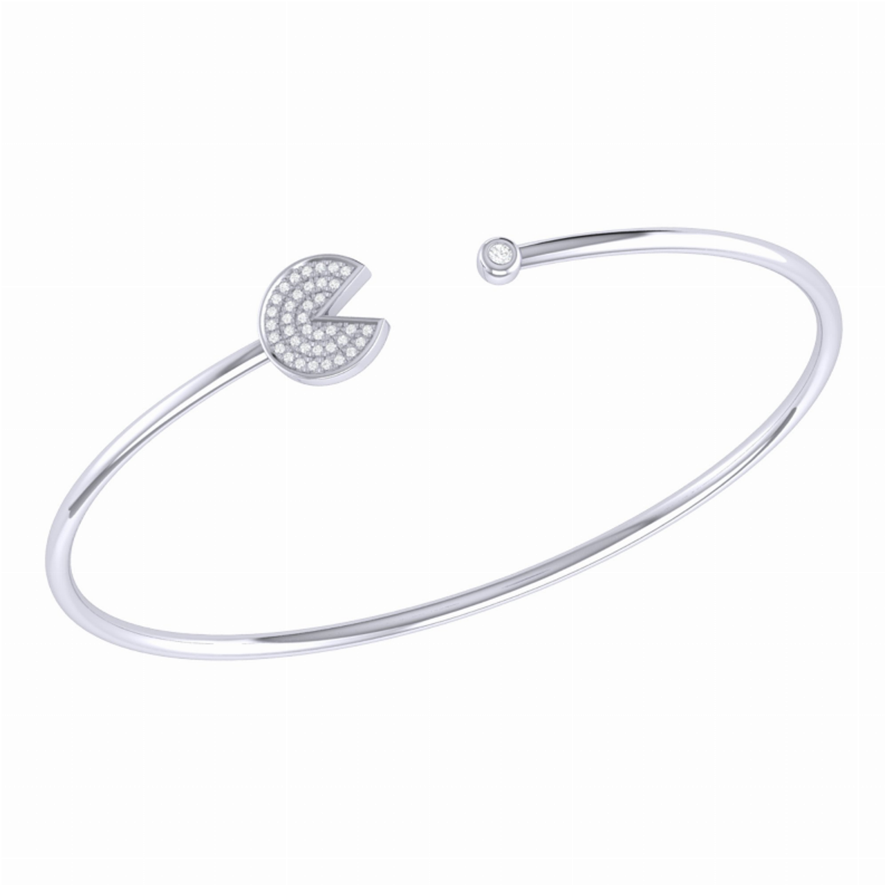 Pac-Man Candy Adjustable Diamond Cuff in Sterling Silver