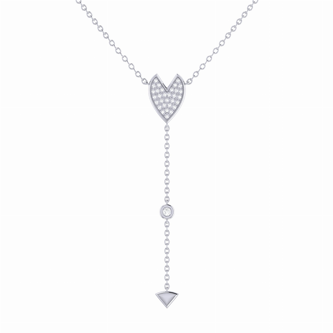 Raindrop Drip Diamond Y Necklace in Sterling Silver