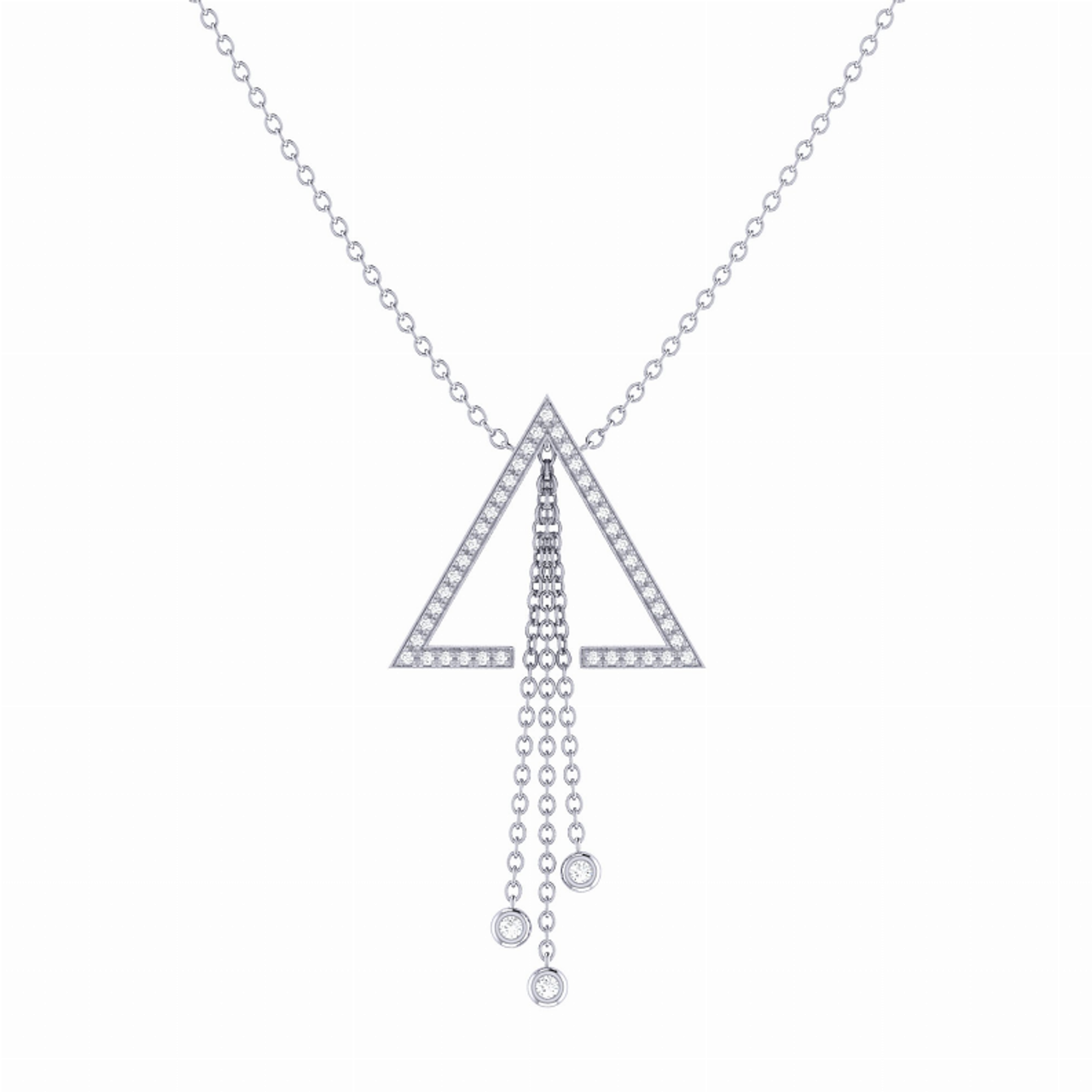 Skyline Triangle Bolo Adjustable Diamond Lariat Necklace in Sterling Silver