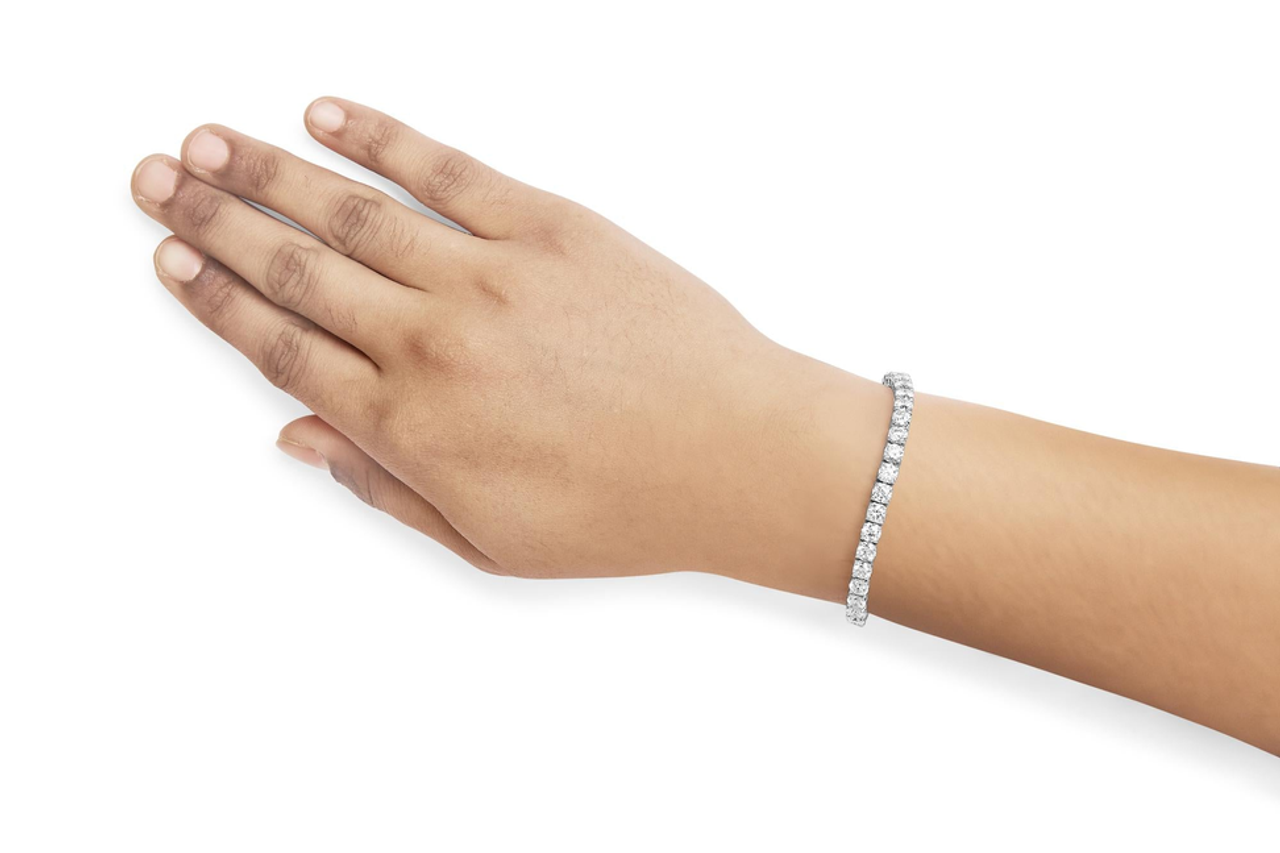 14K White Gold 4-Prong Set Lab Grown Round Diamond Classic Tennis Bracelet (F-G Color, VS1-VS2 Clarity) - 7.25" - 64-8203WLD