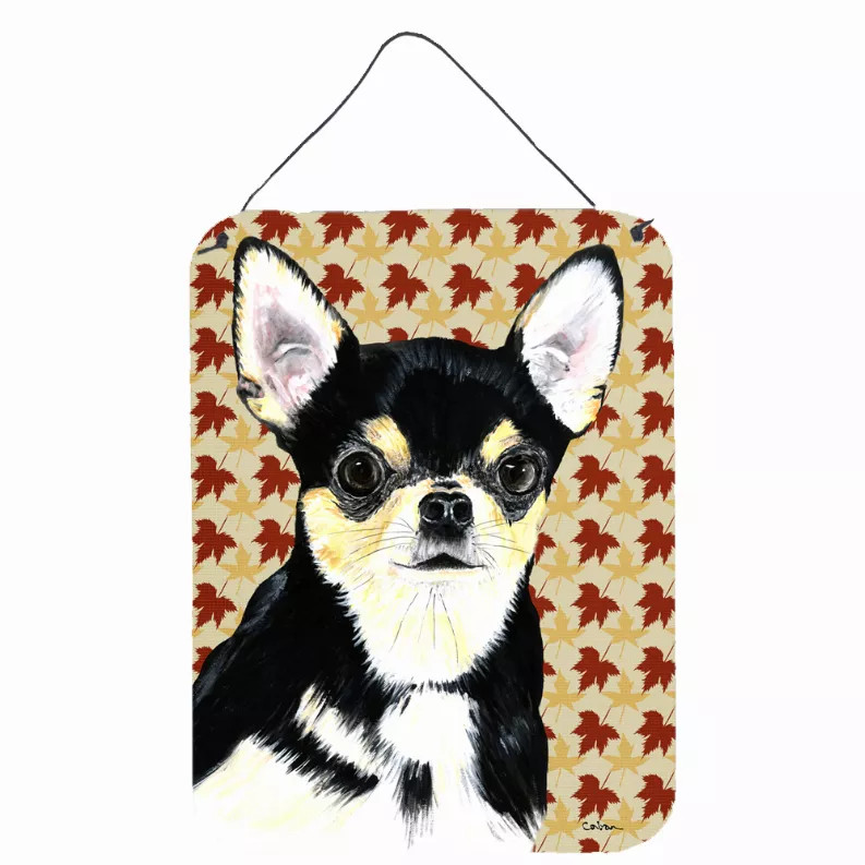 Fall Leaves Design with Dog Wall or Door Hanging Prints - S000213B001695P029075V000