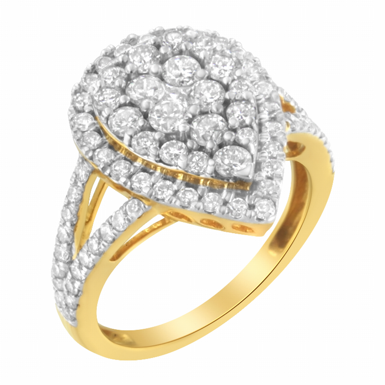 2 Micron Yellow Plated Sterling Silver Diamond Cluster Ring (1 1/2 cttw, J-K Color, I1-I2 Clarity) - S000212B001078P000850V004
