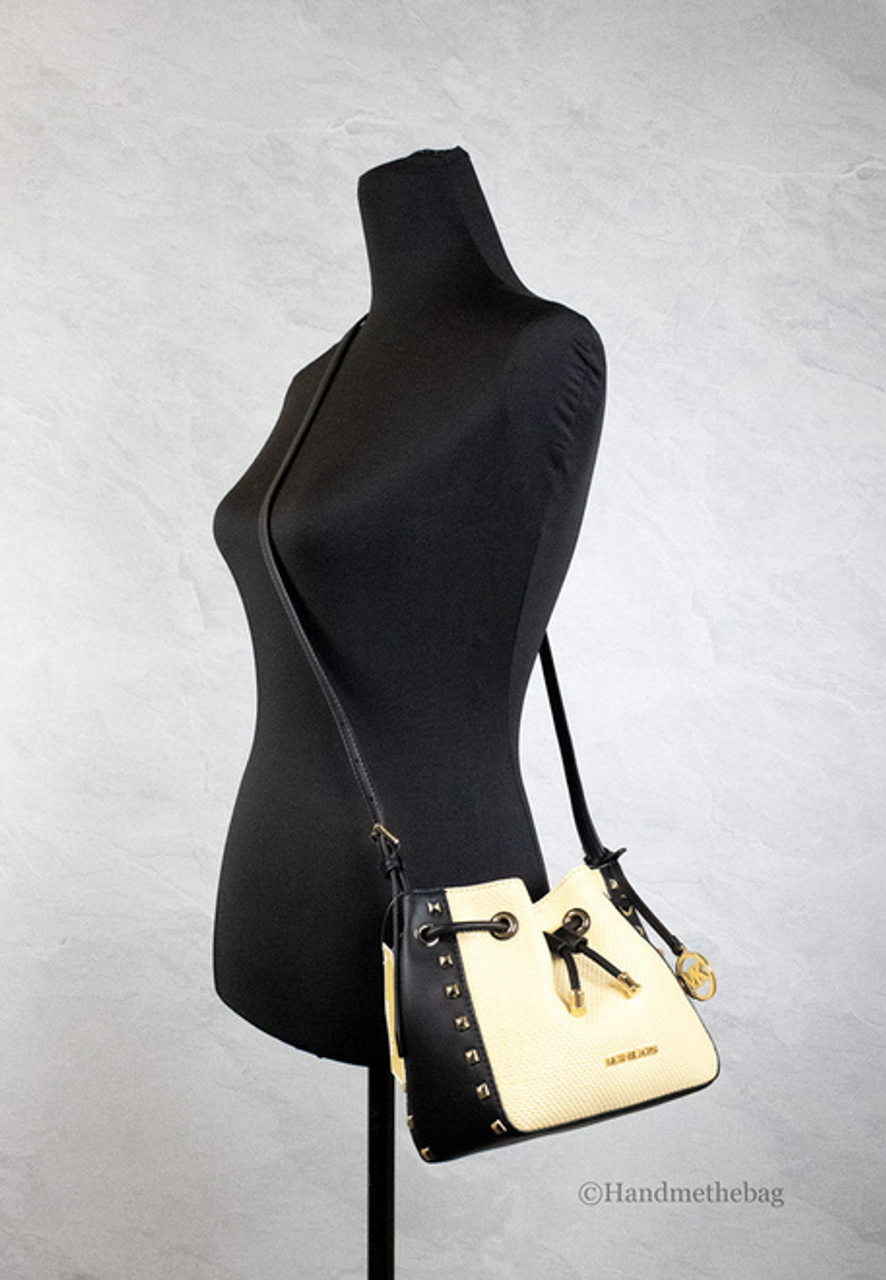 Michael Kors Phoebe Small Straw Studded Faux Leather Bucket Bag Michael Kors Phoebe Small Straw Studded Faux Leather Bucket Bag