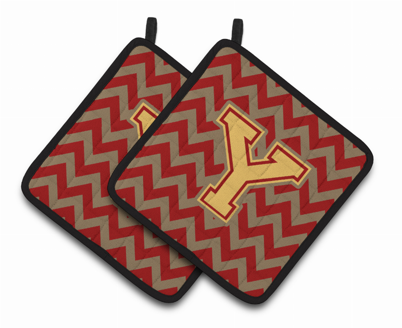 Monogram Chevron Pair of Pot Holders - CJ1048-YPTHD