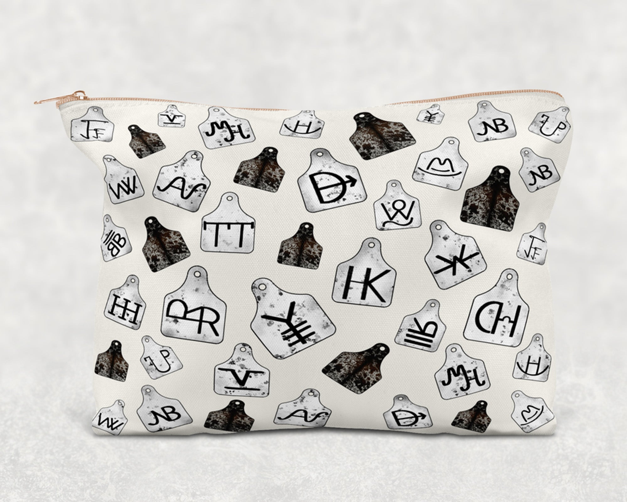 Eartags  Printed Canvas Zipper Bag