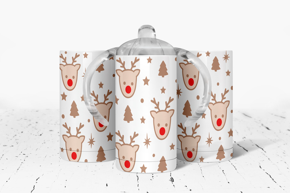 Reindeer Insulated Kids Dual Lid Sippy Cup Tumbler
