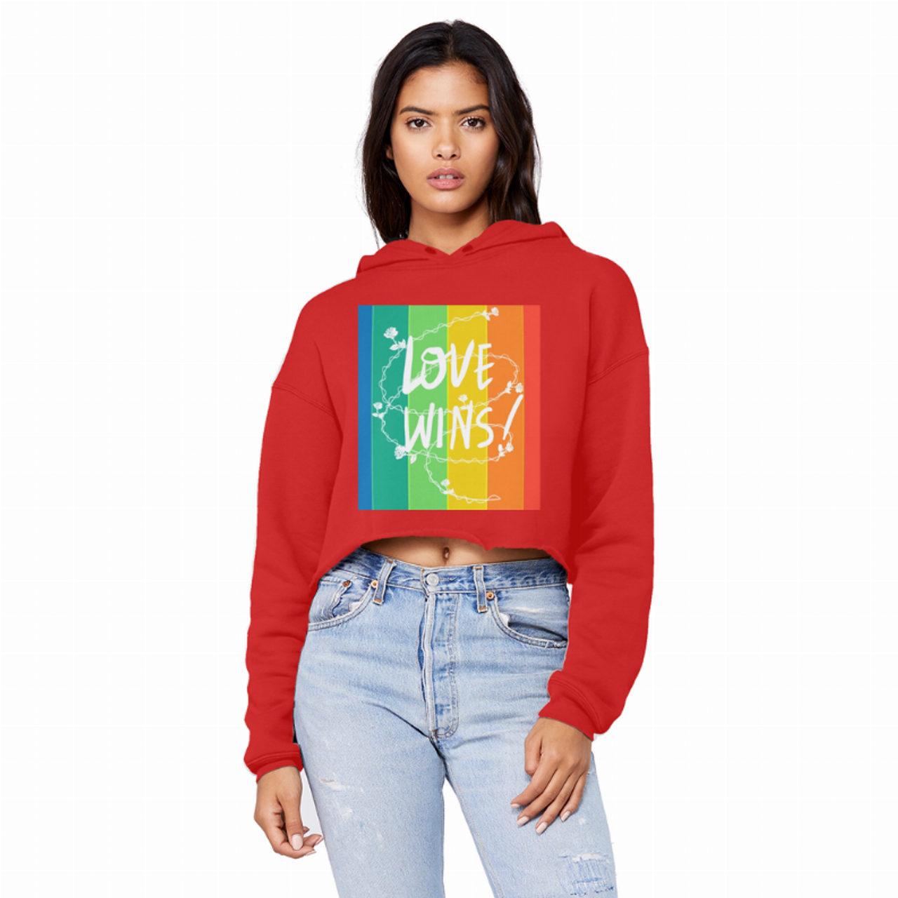 Love Wins Unisex Cropped Raw Edge Boyfriend Hoodie - S001662B002171P000239V029