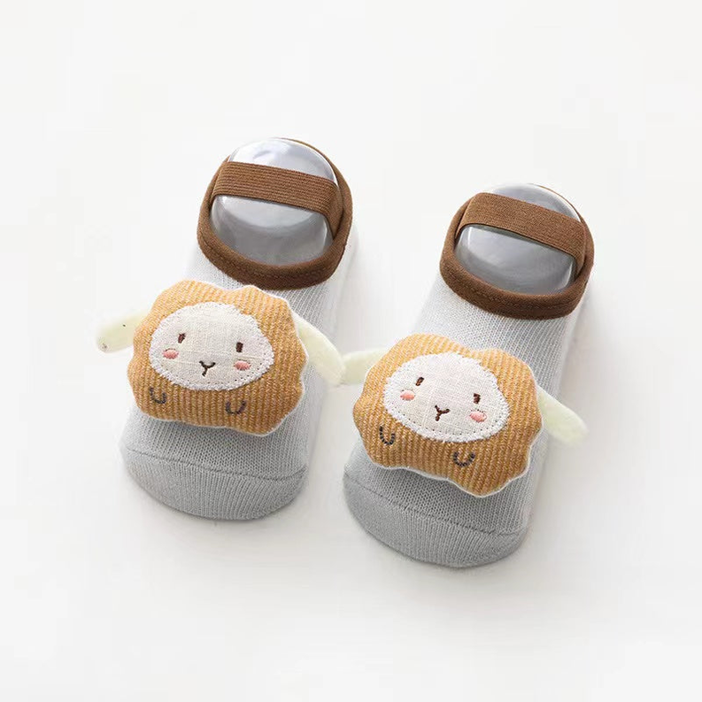 Baby 3D Cartoon Animal Patched Design Dispensing Non-Slip Lace-Up Socks Shoes - JM2204151459-1003