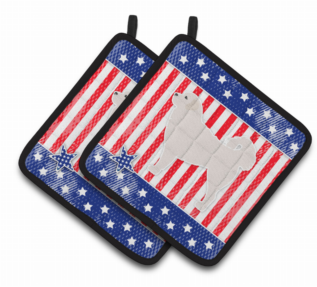 USA Patriotic Dog Art Pair of Pot Holders - S000213B001695P074707V047