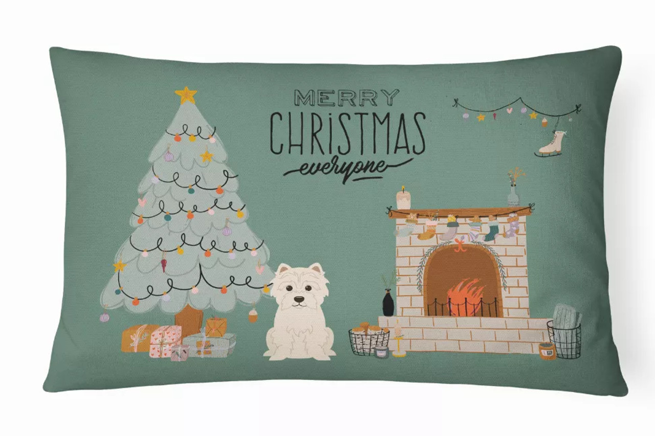 Christmas Everyone Dog Art Canvas Fabric Decorative Pillow - S000213B001695P020347V015