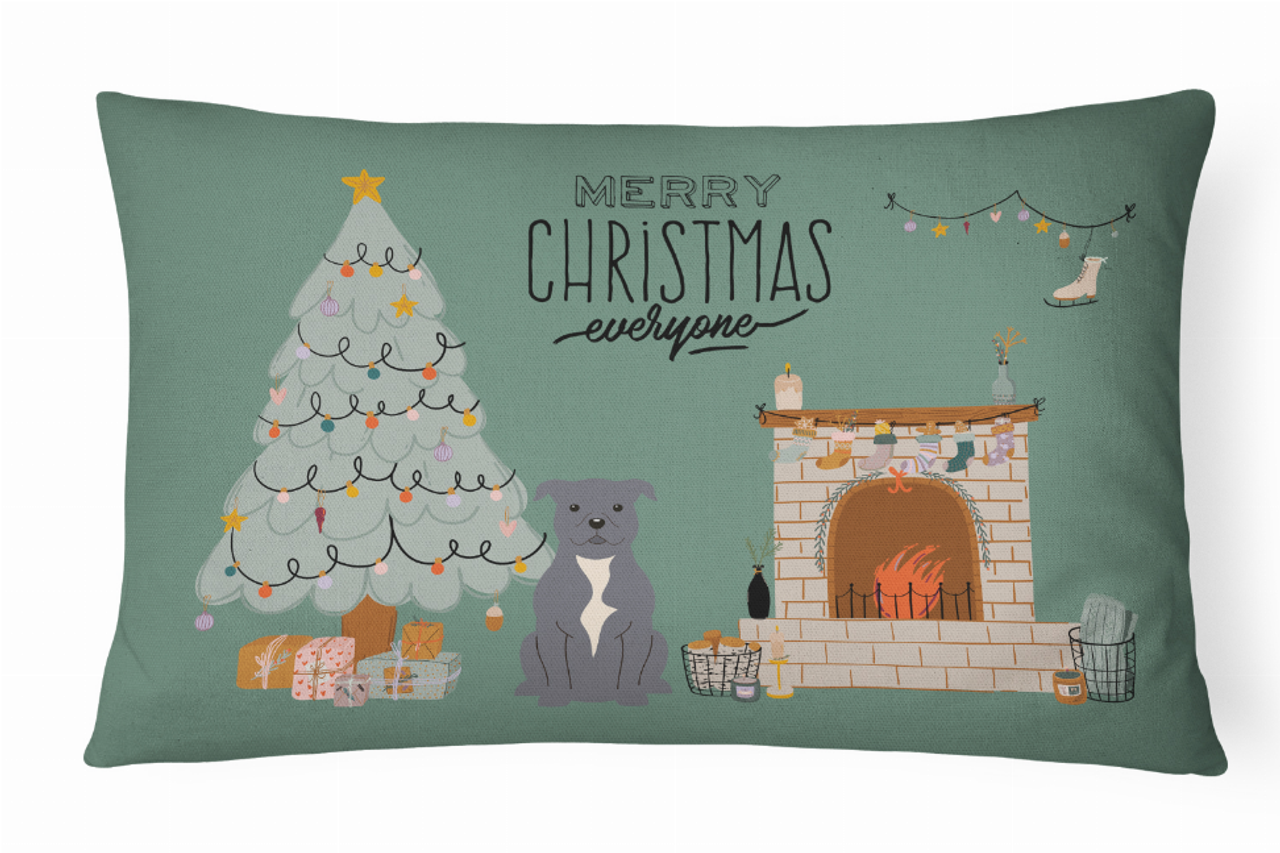 Christmas Everyone Dog Art Canvas Fabric Decorative Pillow - S000213B001695P020347V017