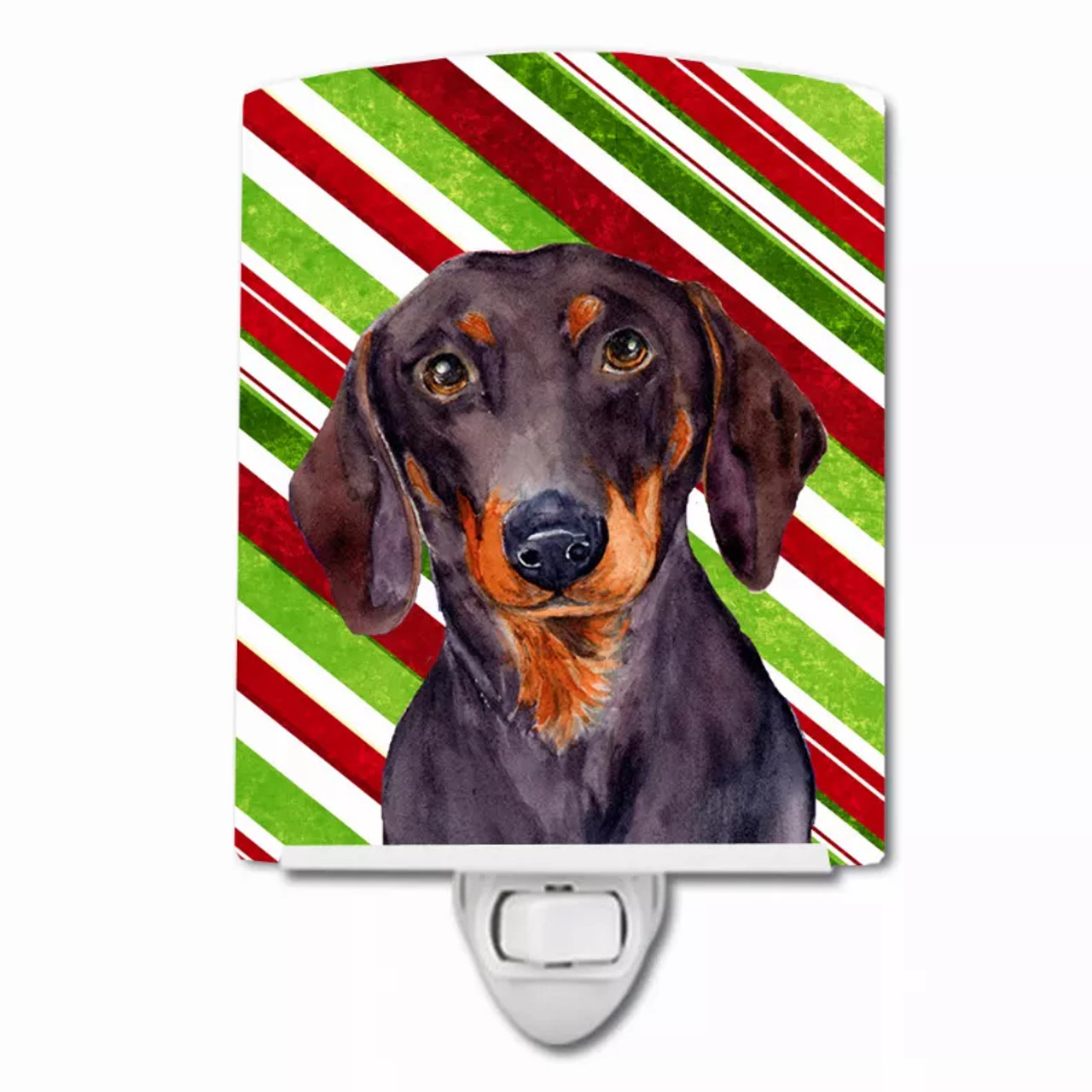 Candy Cane Holiday Christmas Dog Art Ceramic Night Light - S000213B001695P102732V000