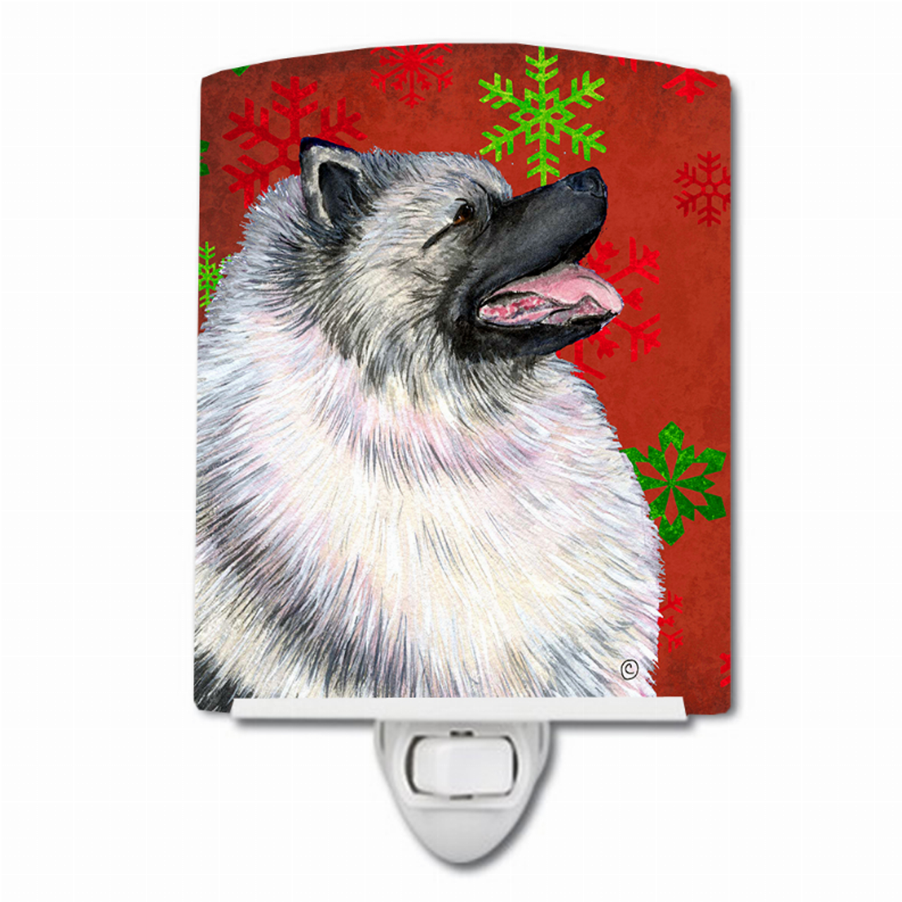 Snowflakes Holiday Dog Art Ceramic Night Light - SS4695CNL