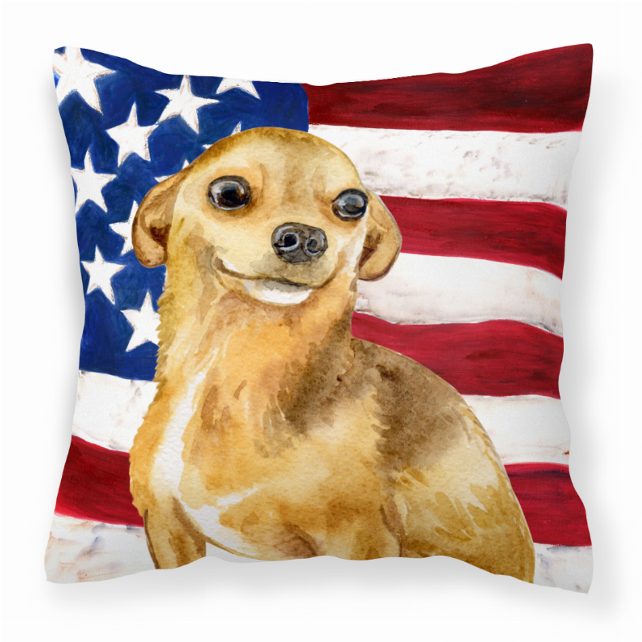 USA Design with Dog Fabric Decorative Pillow - BB9658PW1414