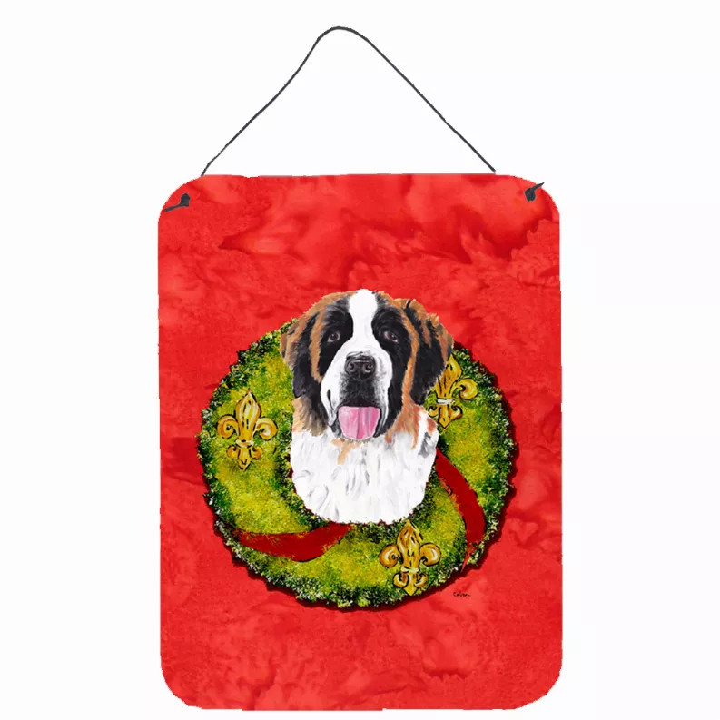 Christmas Wreath Design with Dog Wall or Door Hanging Prints - SC9082DS1216