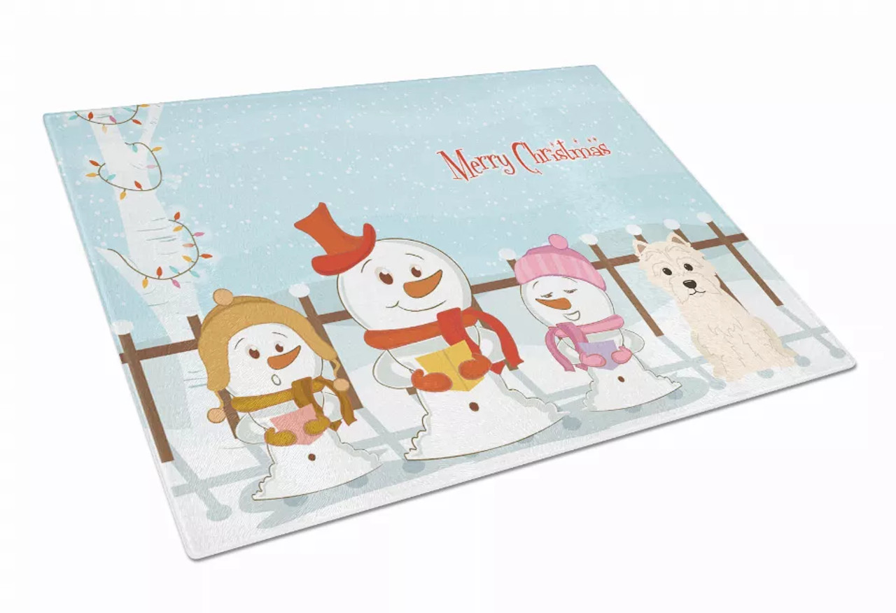 Christmas Carolers Dog Print Glass Cutting Board Large - S000213B001695P070080V012
