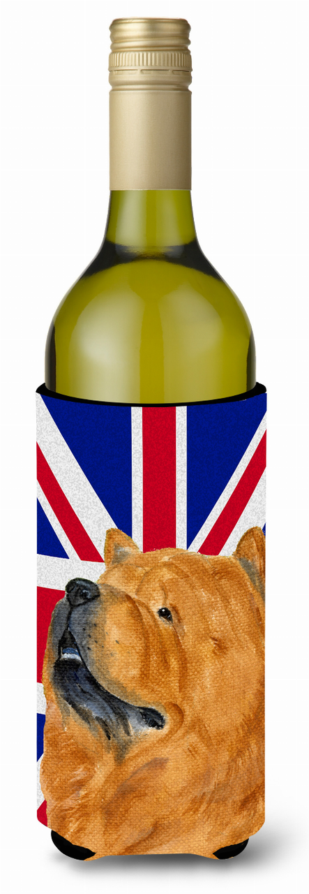 English Union Jack British Flag Design with Dog Wine Bottle Hugger - SS4944LITERK