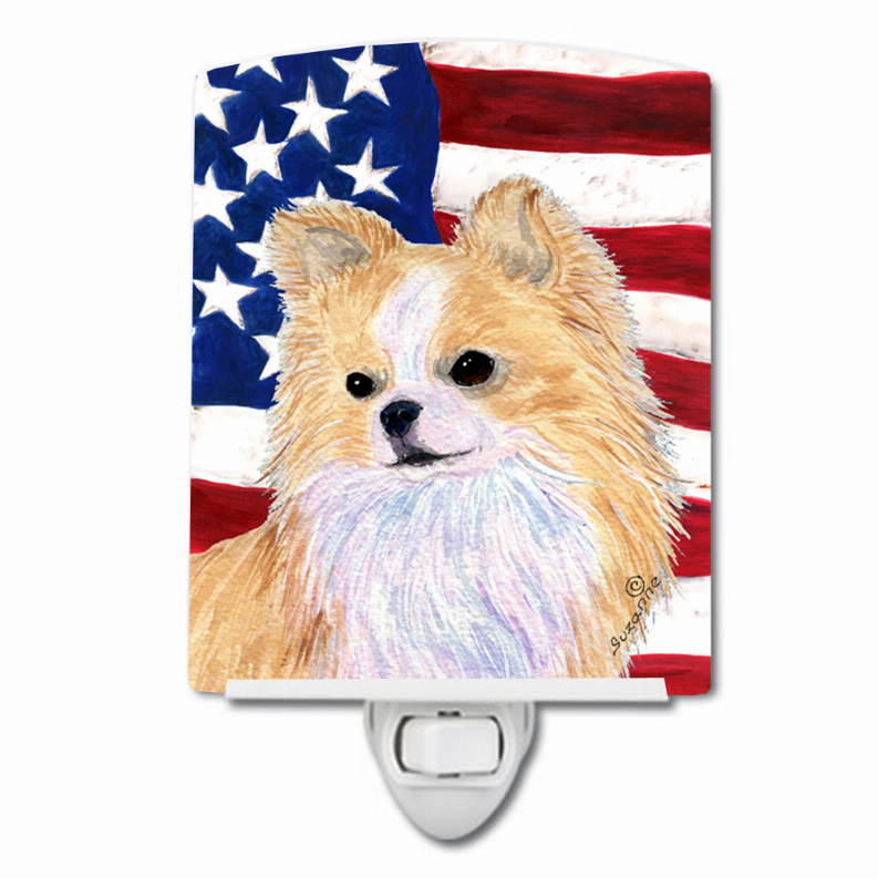 USA American Flag with Dog Ceramic Night Light - SS4229CNL
