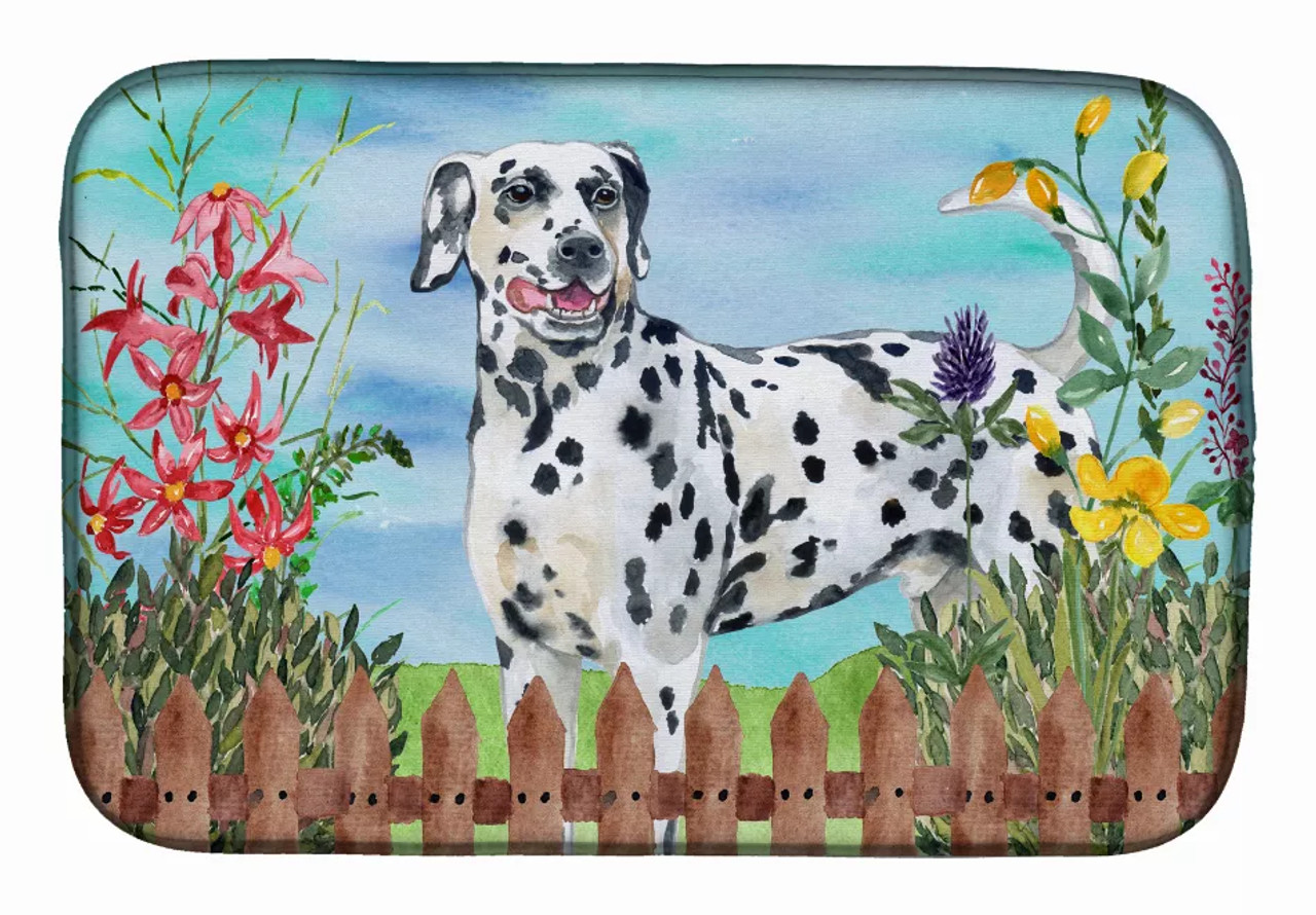 Spring Dog on Dish Drying Mat - S000213B001695P115610V016