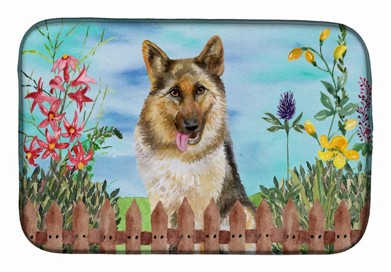 Spring Dog on Dish Drying Mat - S000213B001695P115610V017