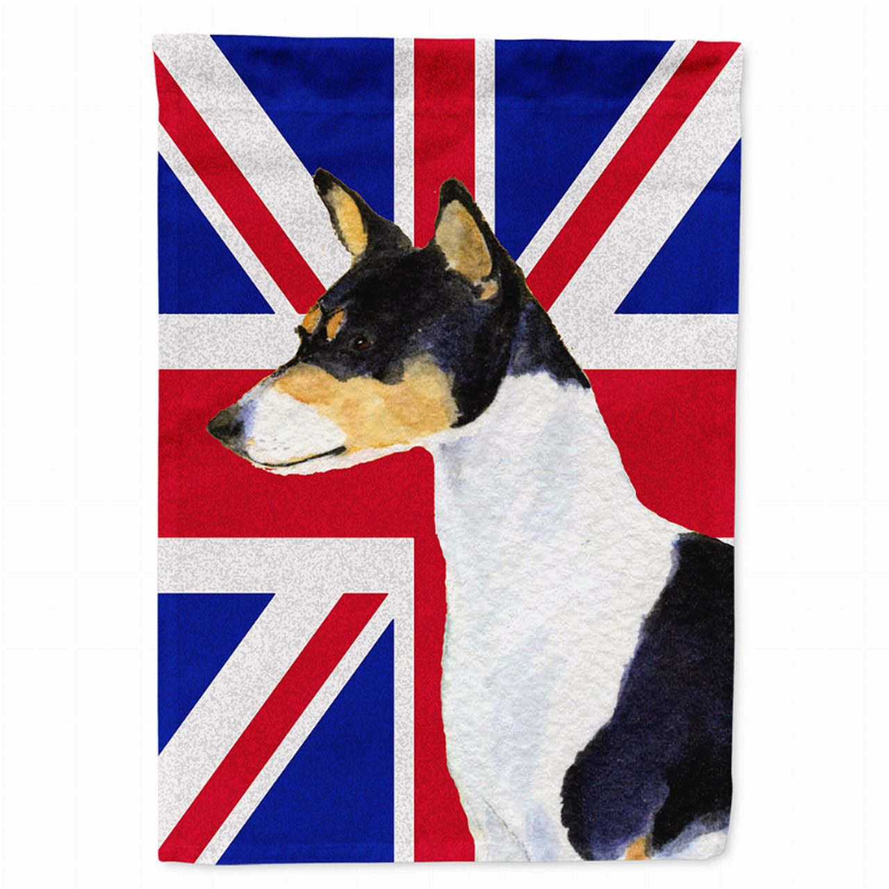 Dog with English Union Jack British Flag Garden Size Flag - SS4956GF