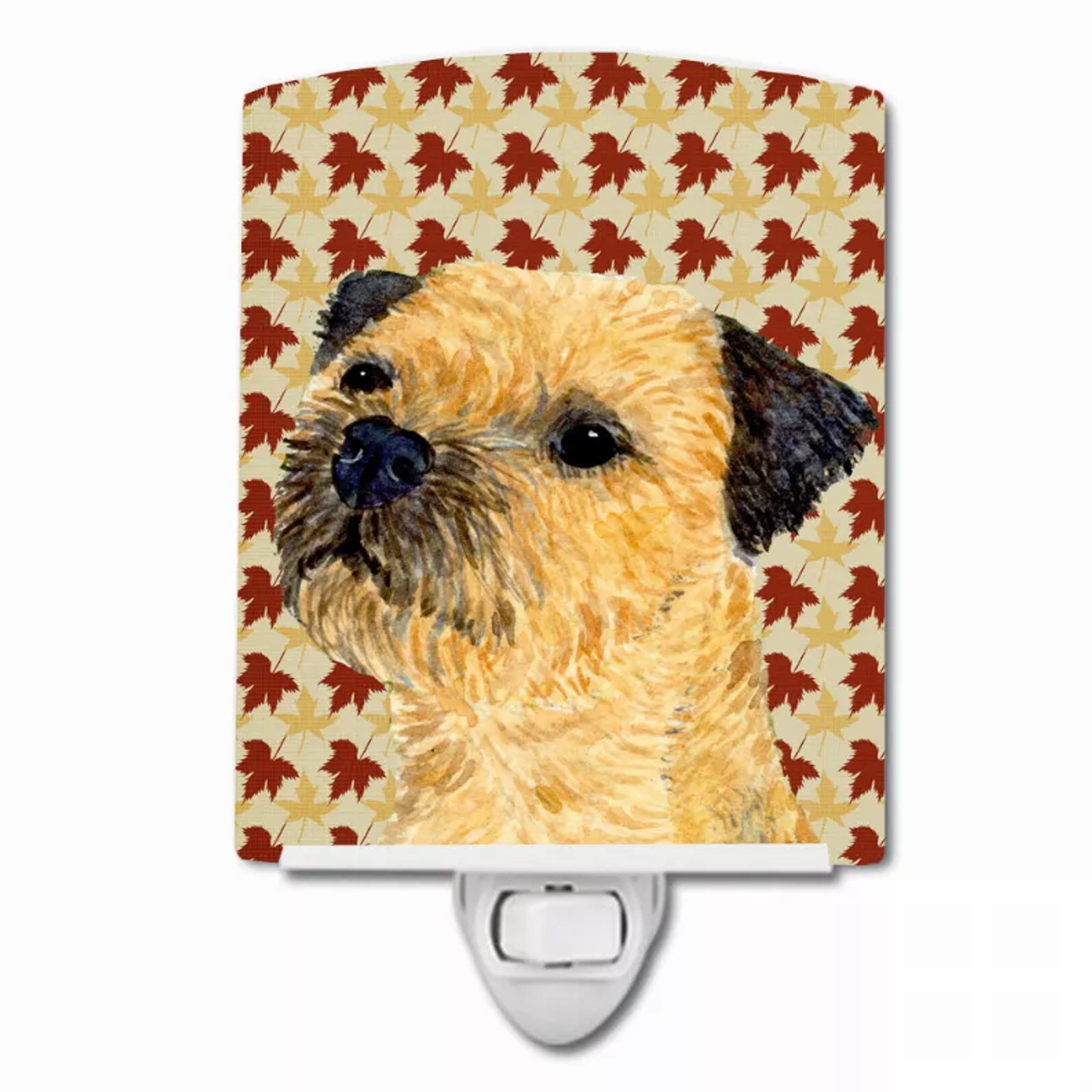 Fall Leaves Dog Art Portrait Ceramic Night Light - S000213B001695P102582V000