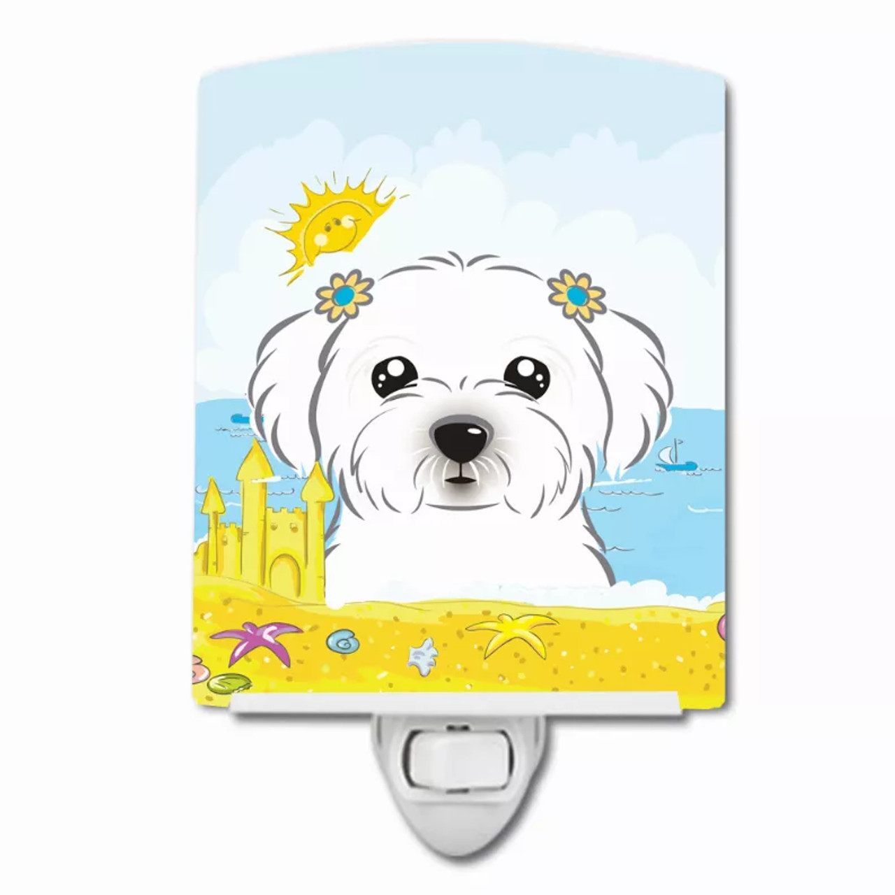 Summer Beach Design with Dog Ceramic Night Light - S000213B001695P099407V000