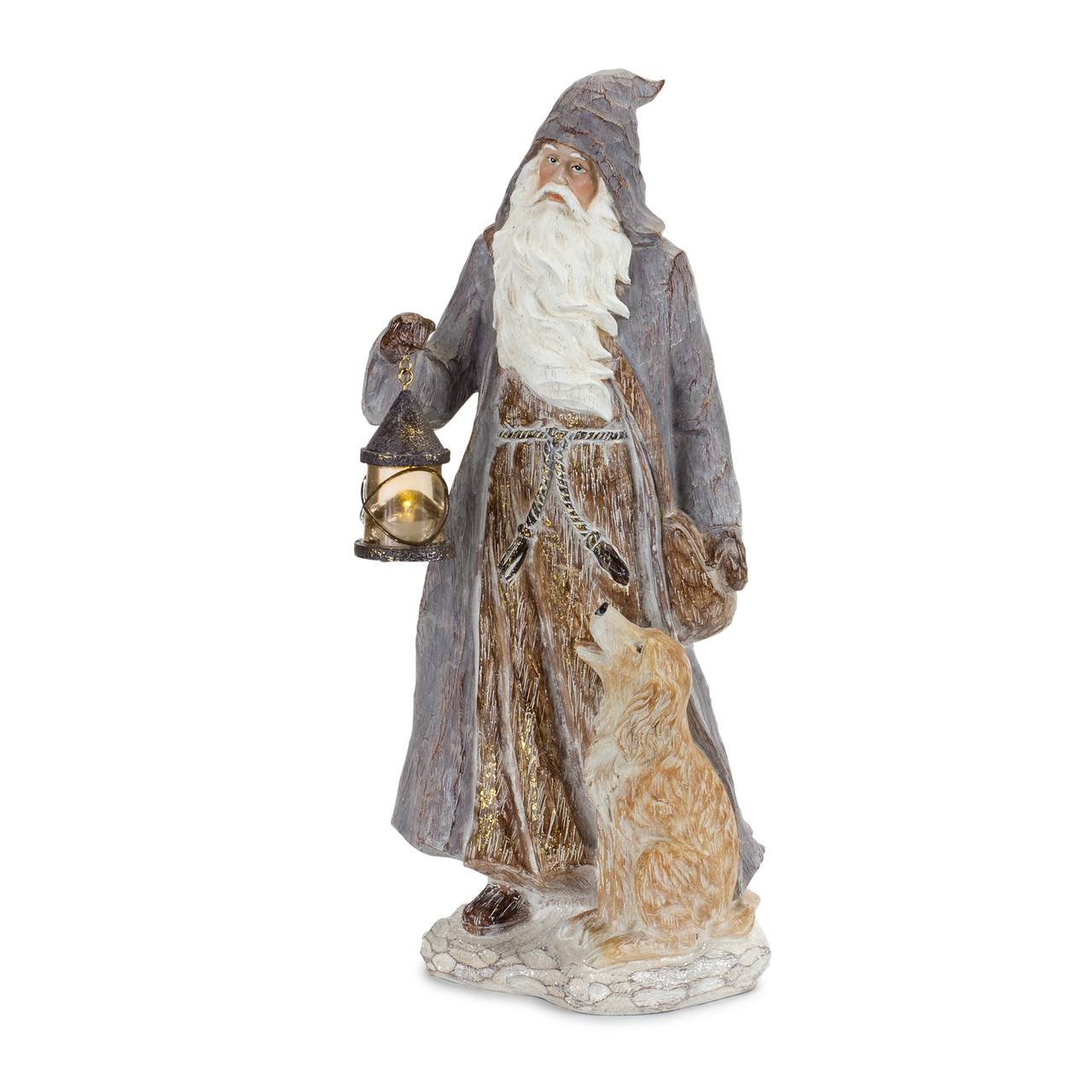 Santa w/Dog 14.25"H Resin