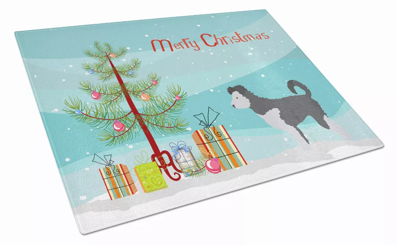 Christmas Dog Print Glass Cutting Board Large - S000213B001695P022173V013