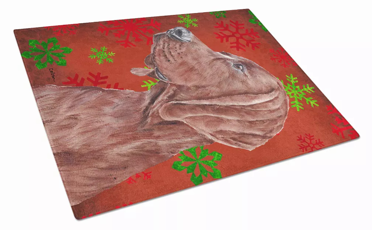 Christmas Design Dog Print Glass Cutting Board Large - S000213B001695P036995V069