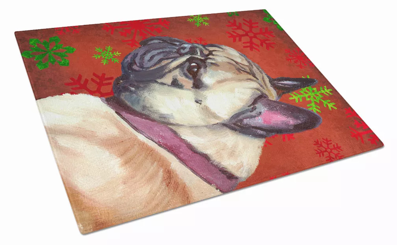 Christmas Design Dog Print Glass Cutting Board Large - S000213B001695P036995V133