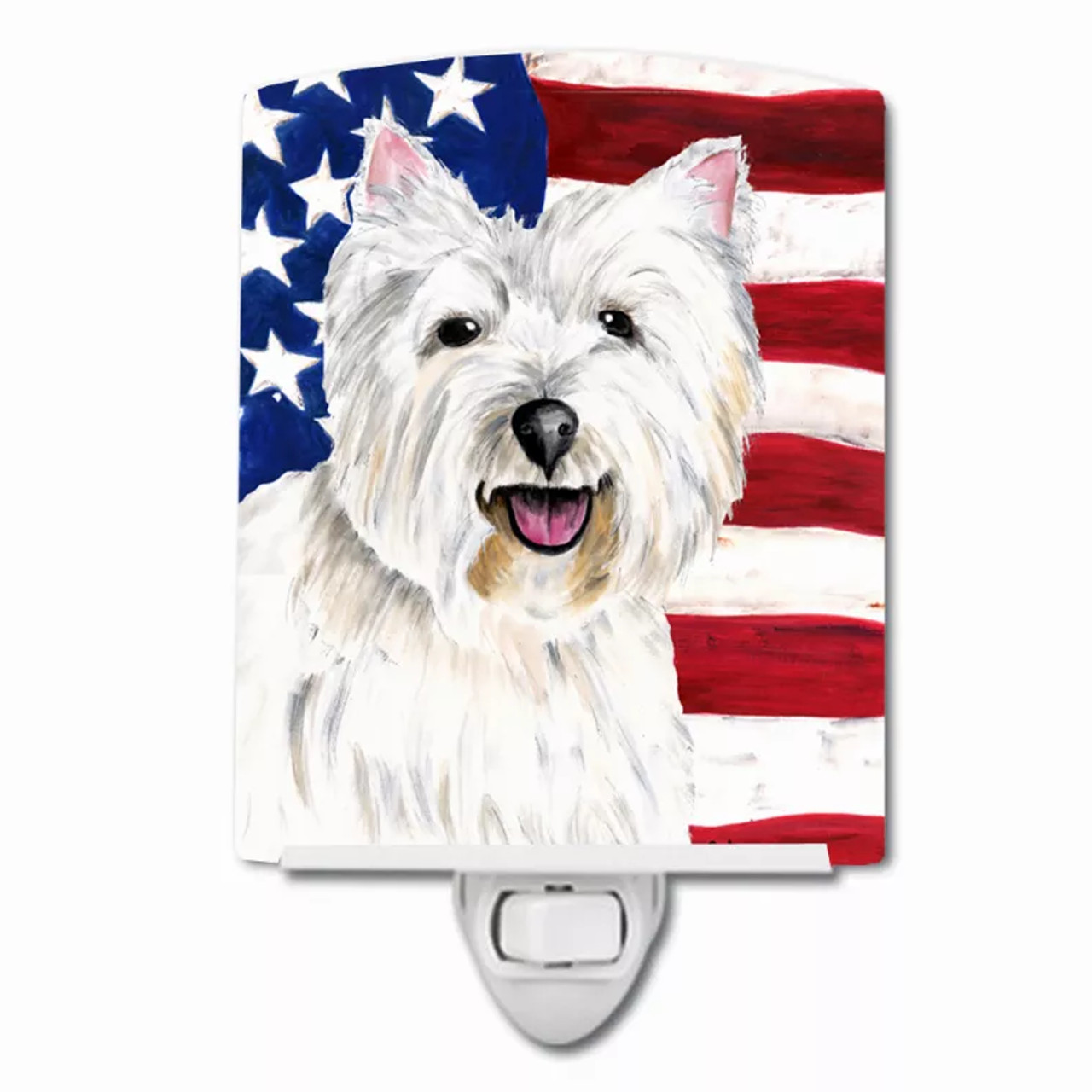 USA American Flag with Dog Ceramic Night Light - S000213B001695P103128V000