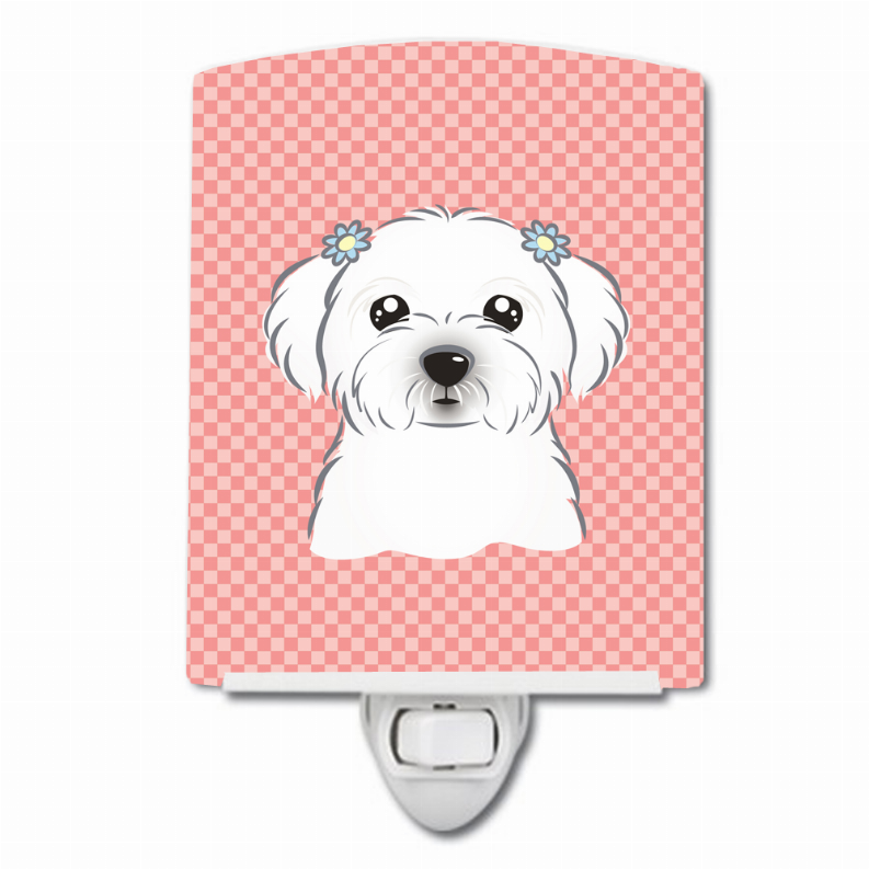 Checkerboard Design with Dog Ceramic Night Light - BB1208CNL