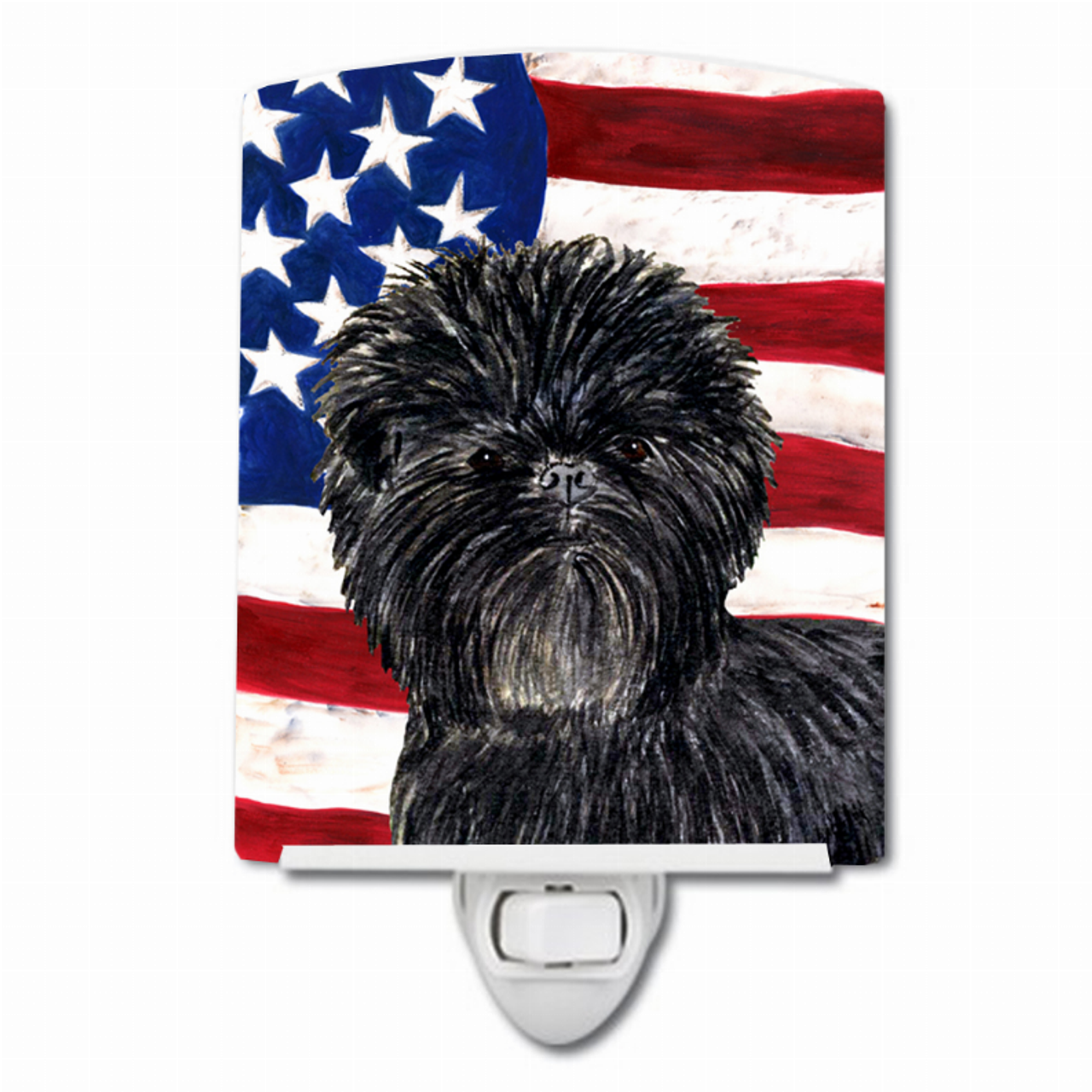 USA American Flag with Dog Ceramic Night Light - S000213B001695P104554V000
