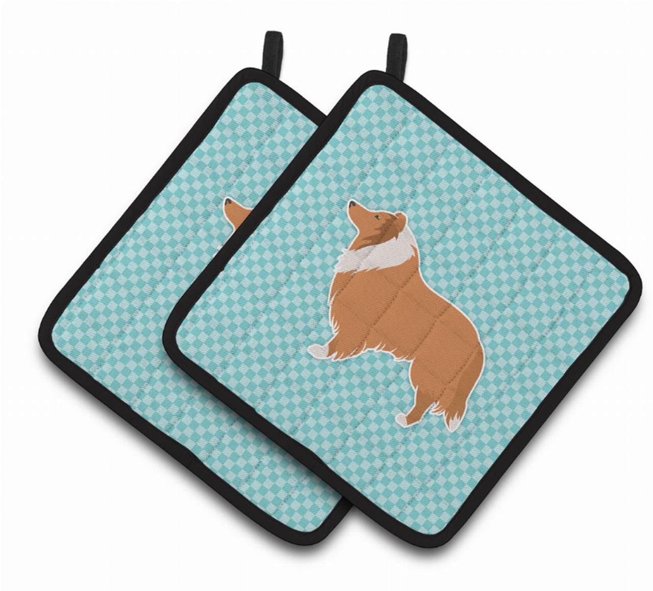 Dog Checkerboard Design Pair of Pot Holders - BB3716PTHD