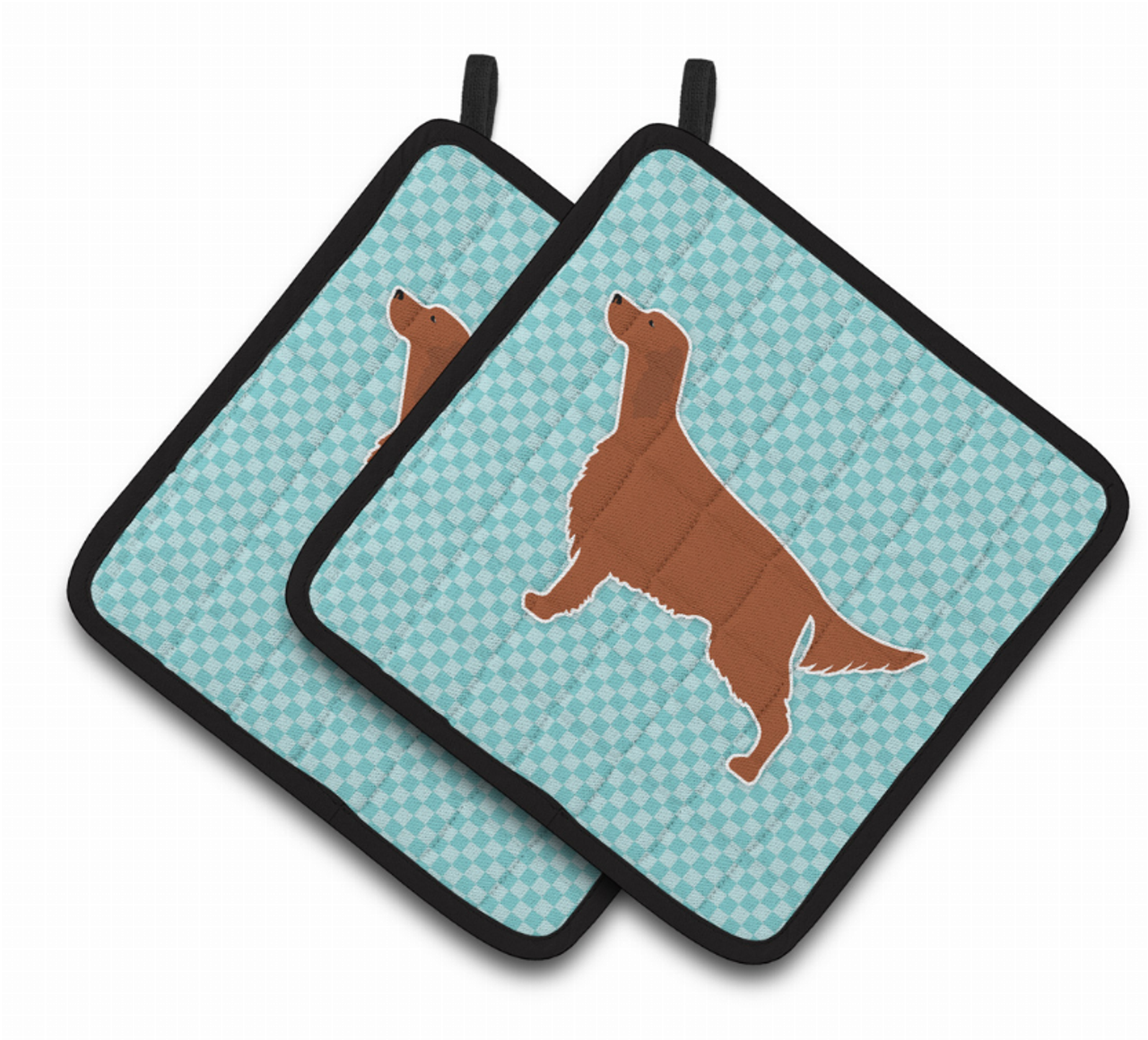 Dog Checkerboard Design Pair of Pot Holders - BB3693PTHD