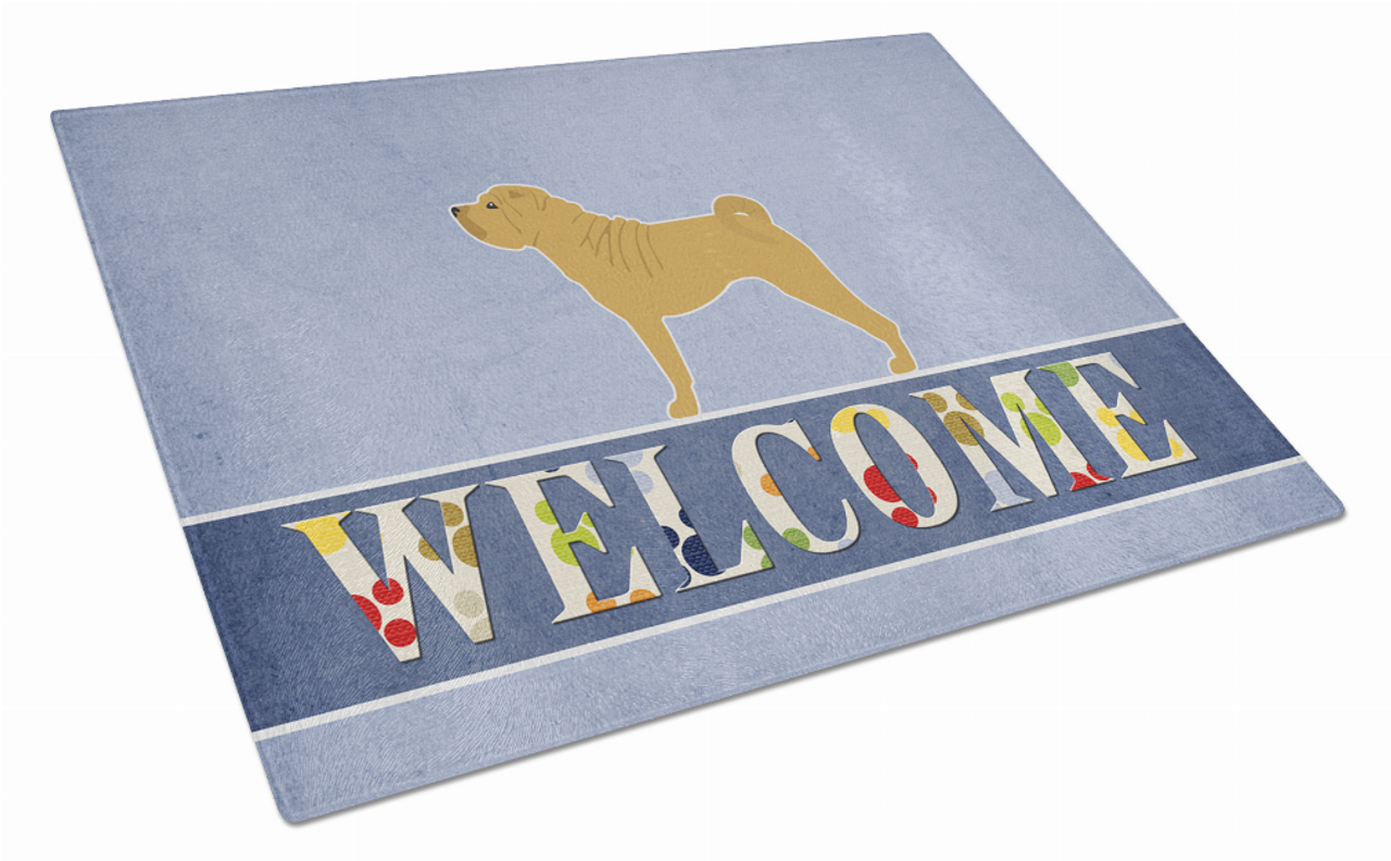 Welcome Dog Print Glass Cutting Board Large - S000213B001695P079712V013